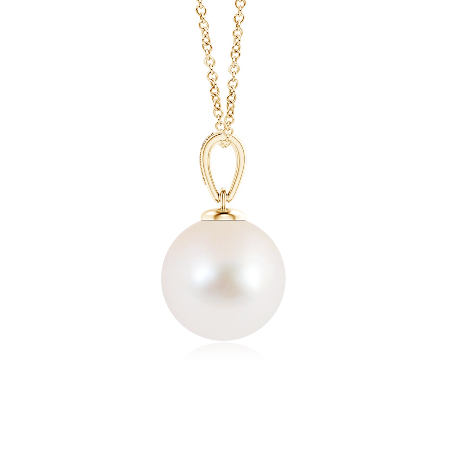 10mm AAA Solitaire Freshwater Pearl Pendant with Diamonds in Yellow Gold 10mm AAA Solitaire Freshwater Pearl Pendant with Diamonds in Yellow Gold