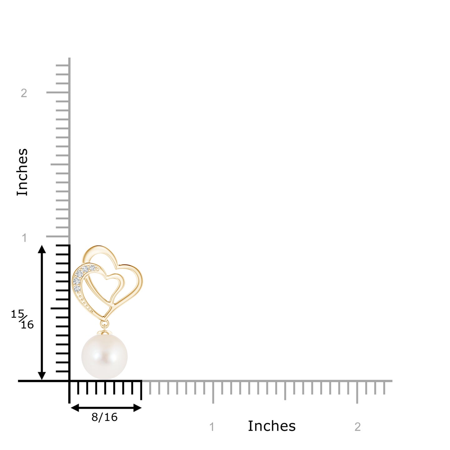 8mm AAA Freshwater Pearl Entwined Heart Pendant in Yellow Gold