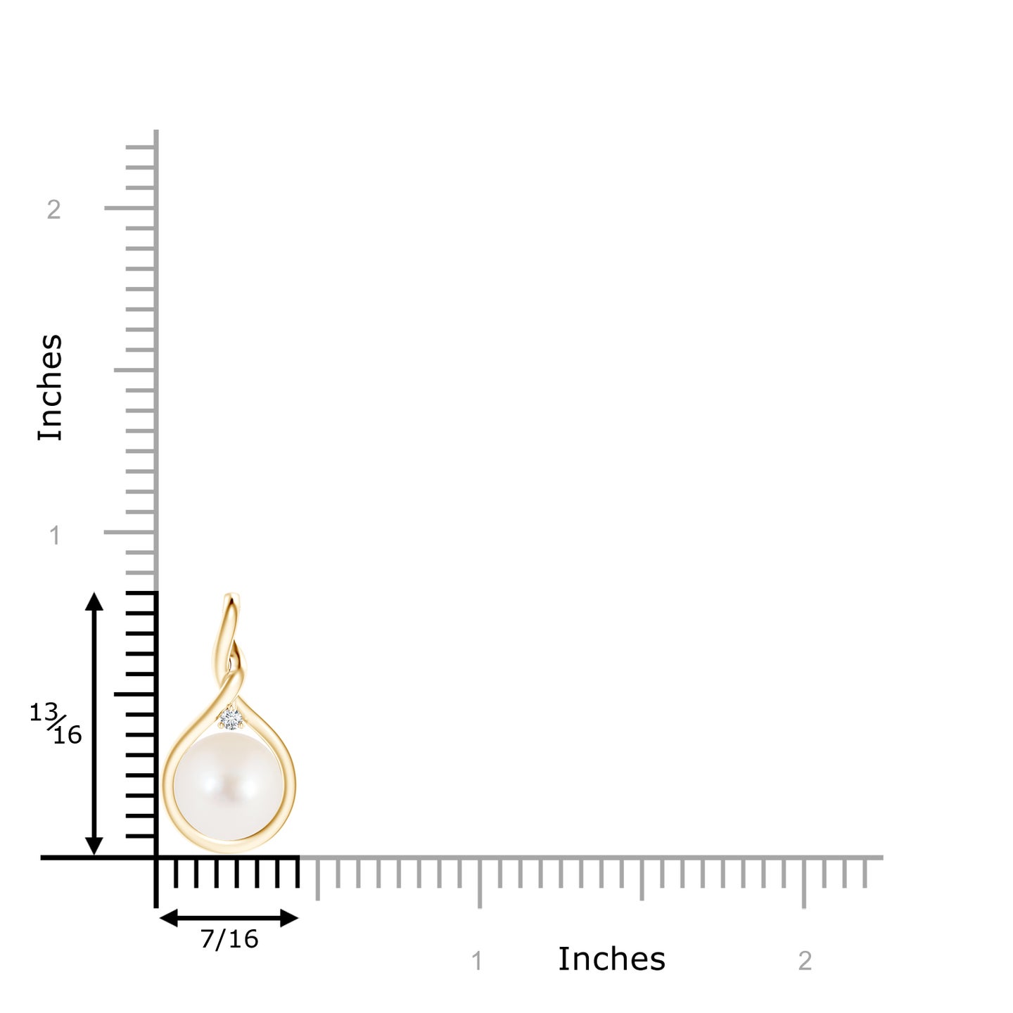 8mm AAA Freshwater Pearl and Diamond Twist Bale Pendant in Yellow Gold