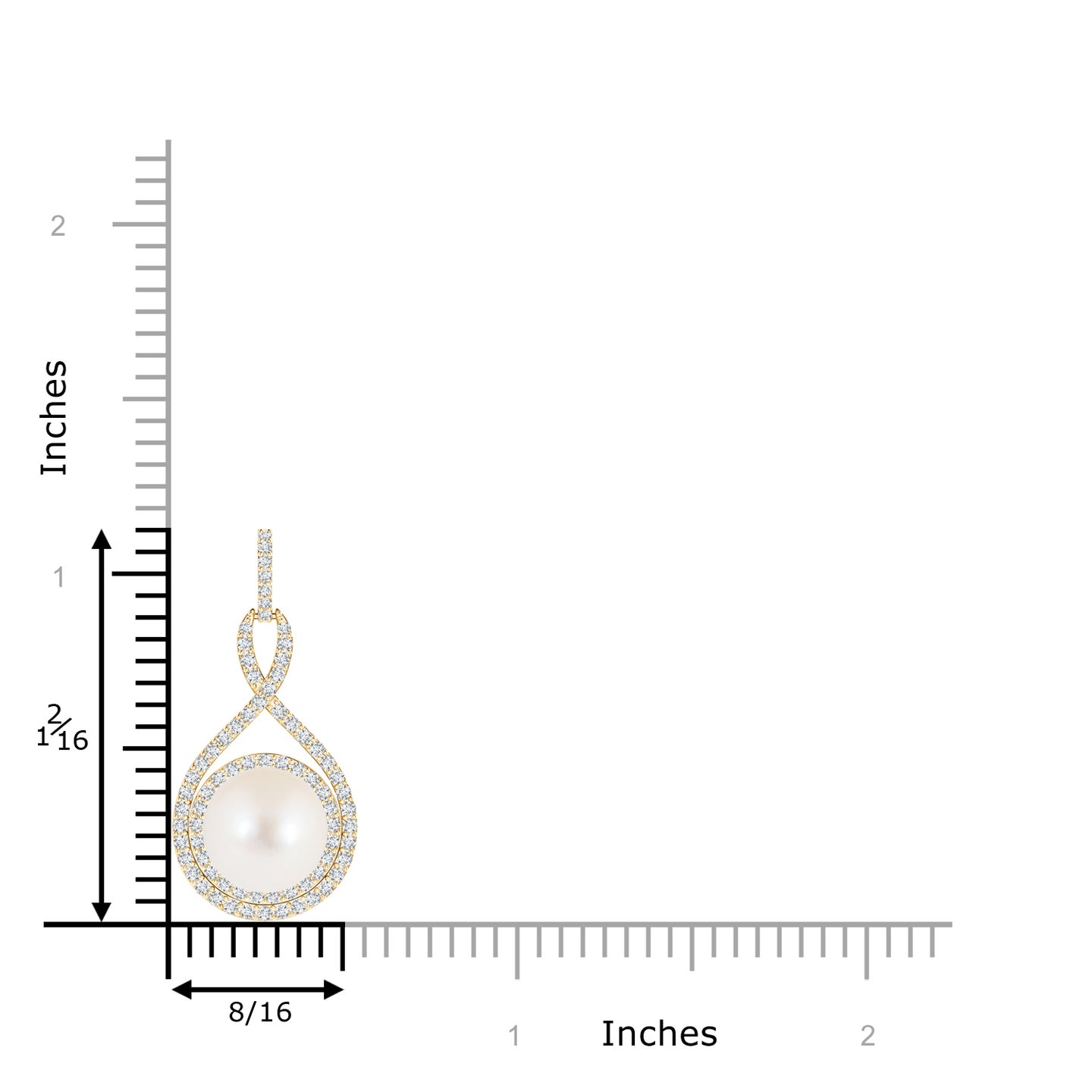8mm AAA Freshwater Pearl Infinity Pendant with Diamond Halo in Yellow Gold