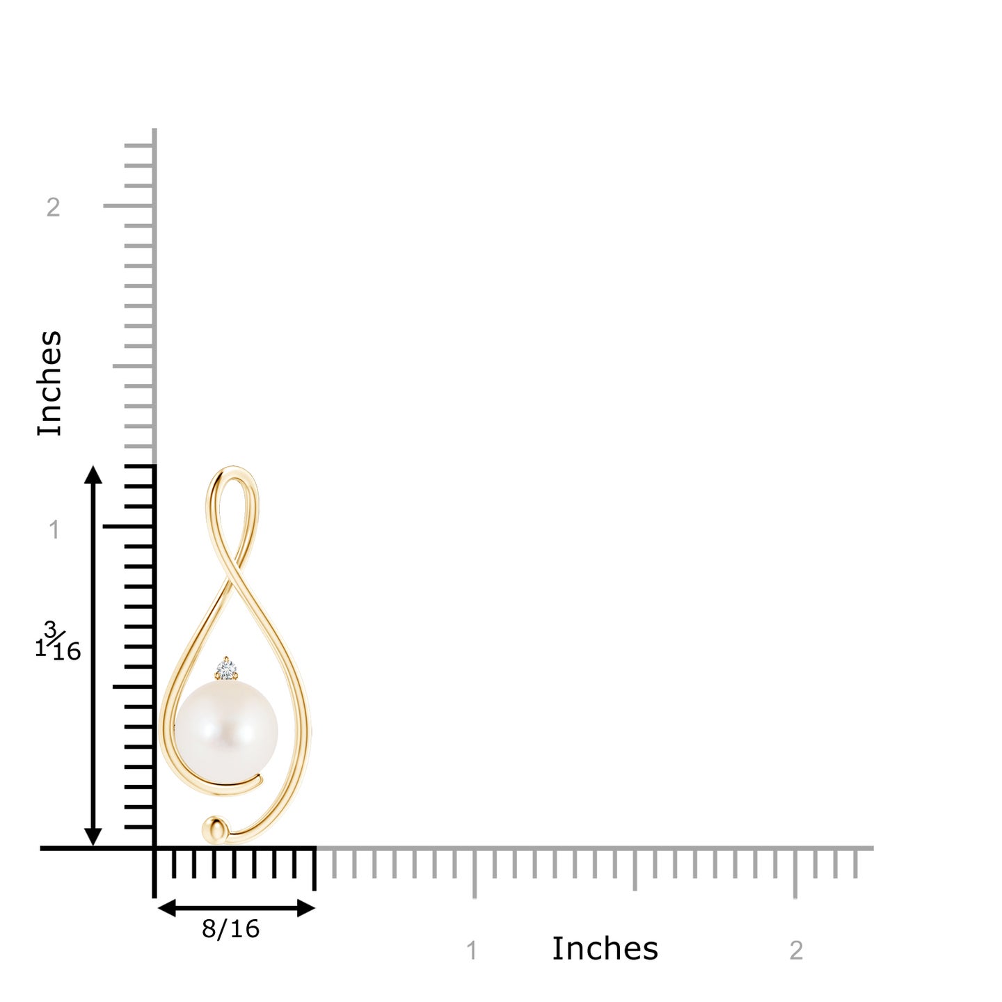 8mm AAA Freshwater Pearl Infinity Pendant with Diamond in Yellow Gold