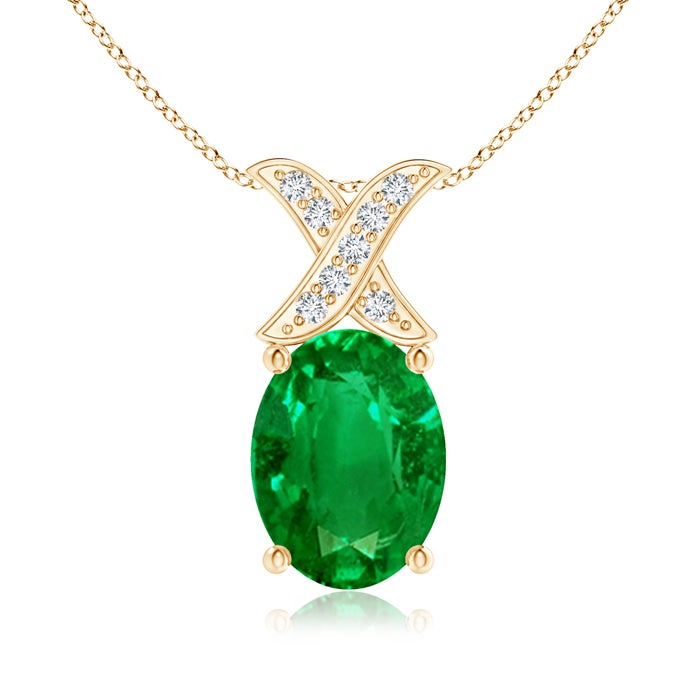 Oval Emerald XO Pendant with Diamonds