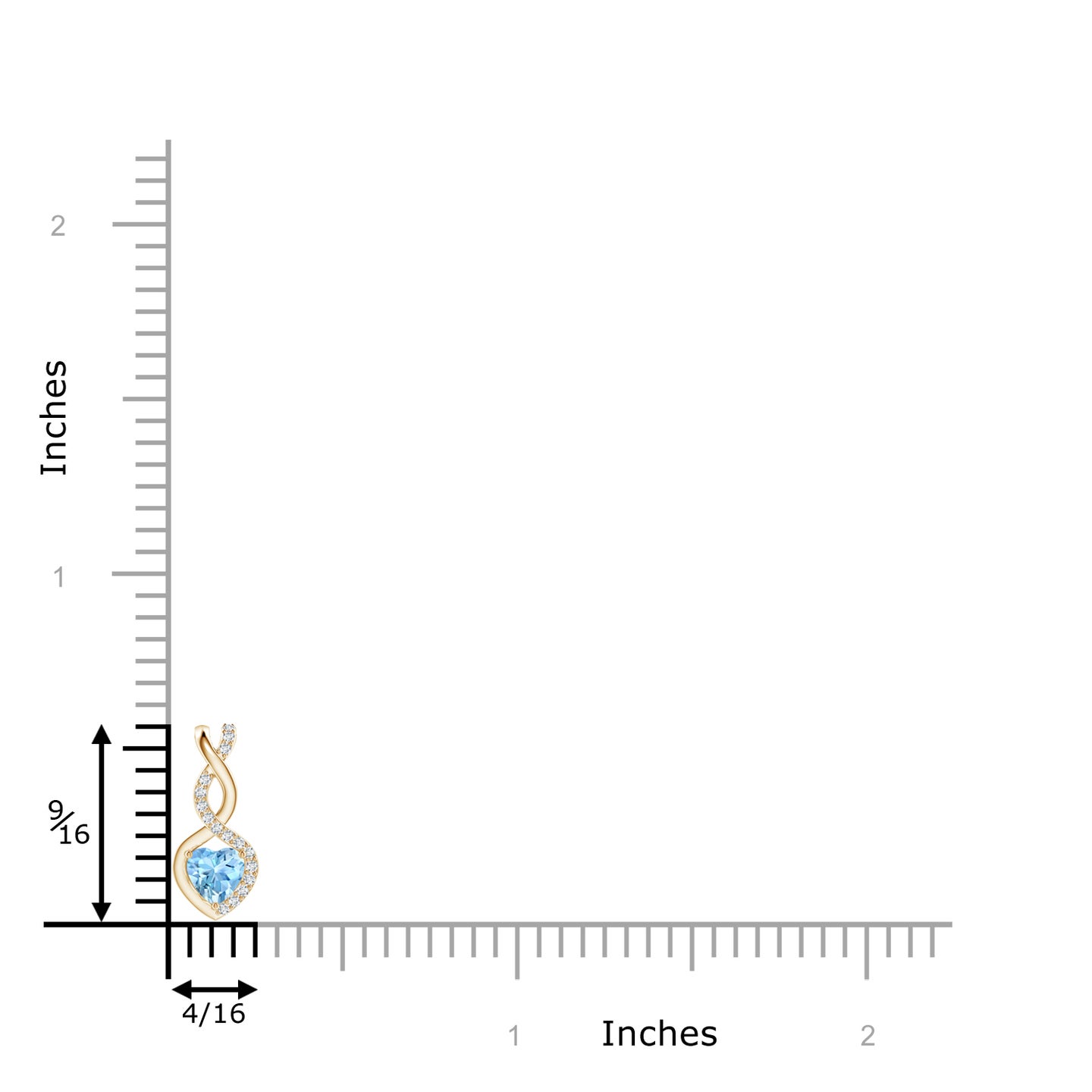 4mm AAAA Aquamarine Infinity Heart Pendant with Diamonds in Yellow Gold