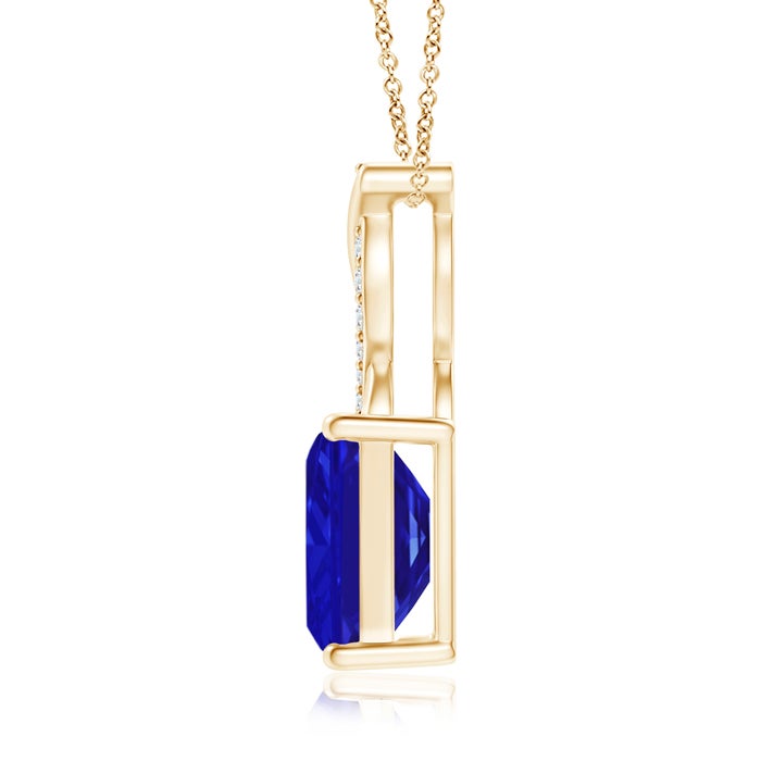 8x6mm AAAA Tanzanite Pendant with Diamond Entwined Bale in Yellow Gold