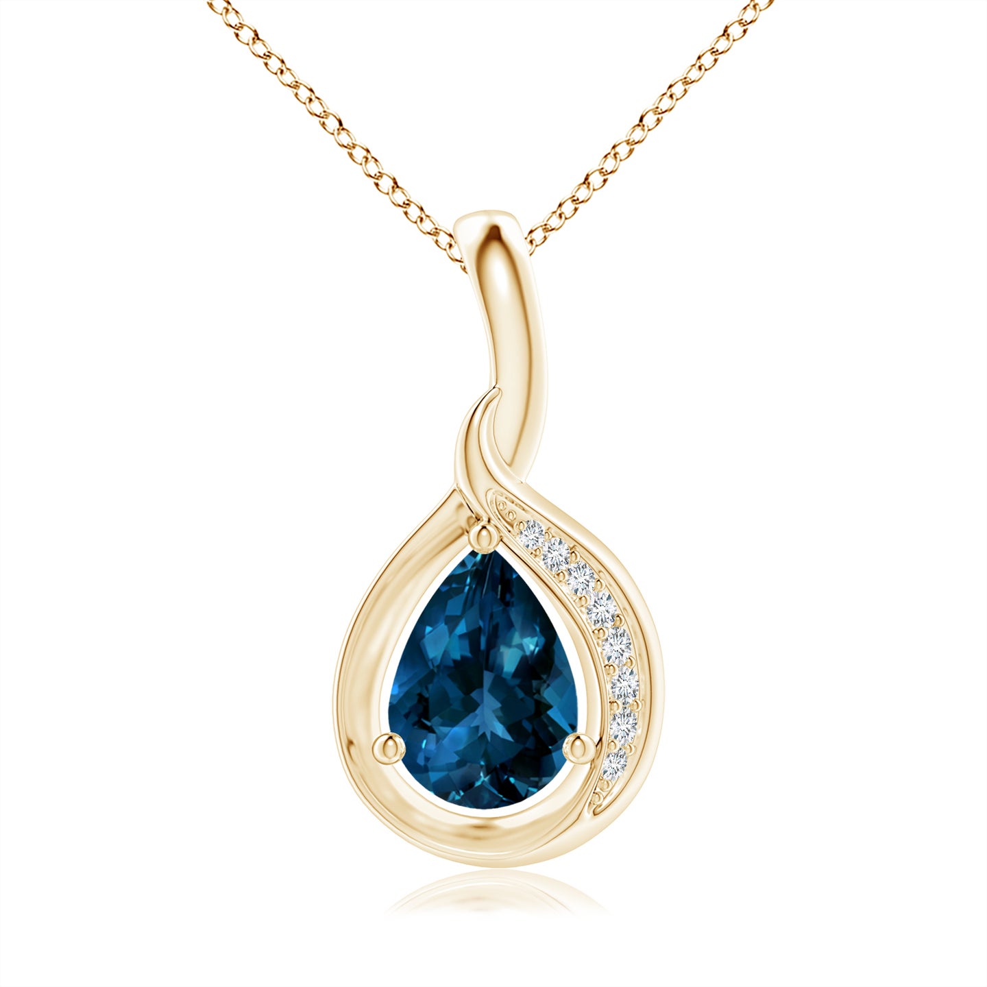 Pear-Shaped London Blue Topaz and Diamond Loop Pendant