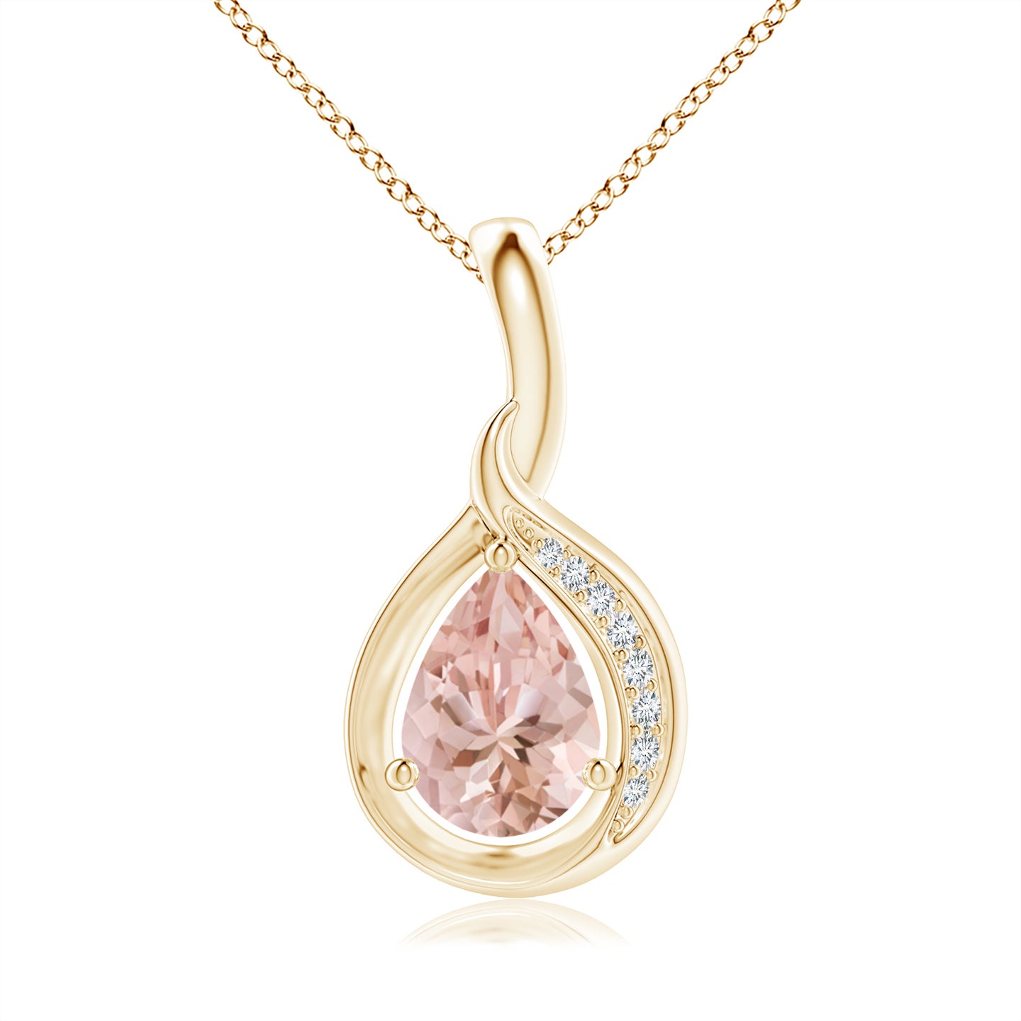 7x5mm AAAA Pear-Shaped Morganite and Diamond Loop Pendant in Yellow Gold 7x5mm AAAA Pear-Shaped Morganite and Diamond Loop Pendant in Yellow Gold