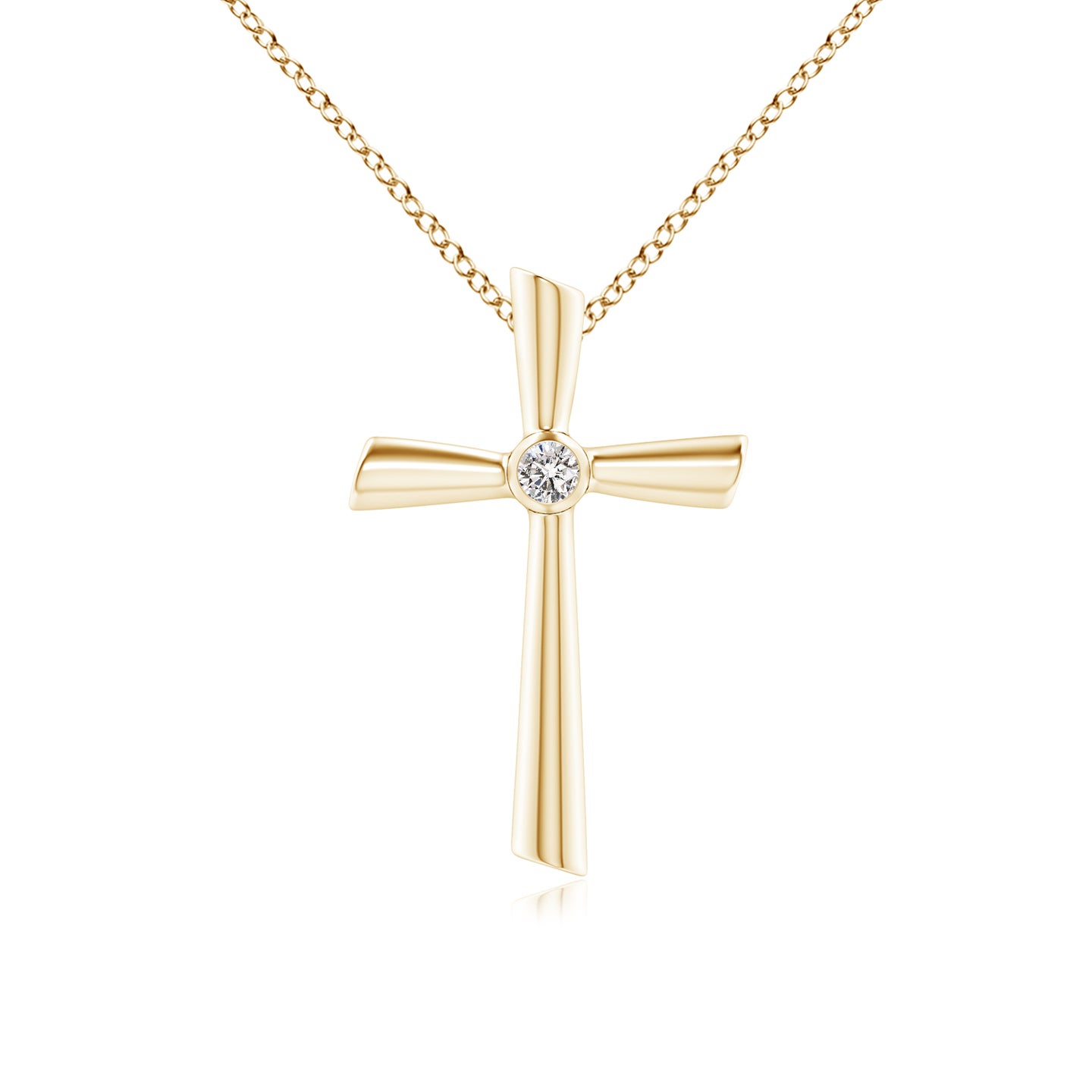 3mm IJI1I2 Solitaire Diamond Cross Pendant in Yellow Gold 3mm IJI1I2 Solitaire Diamond Cross Pendant in Yellow Gold