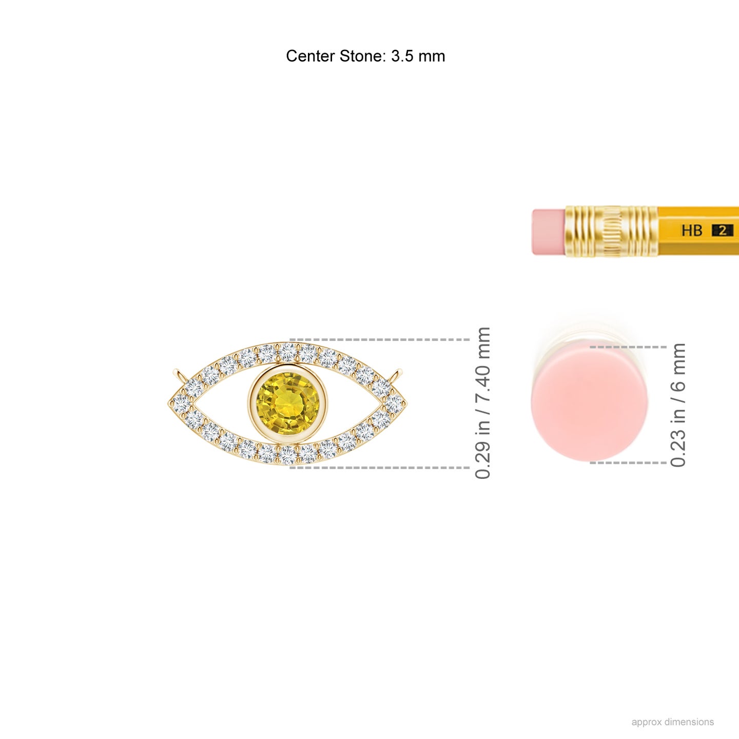 3.5mm AAAA Yellow Sapphire Evil Eye Pendant with Diamond Accents in Yellow Gold