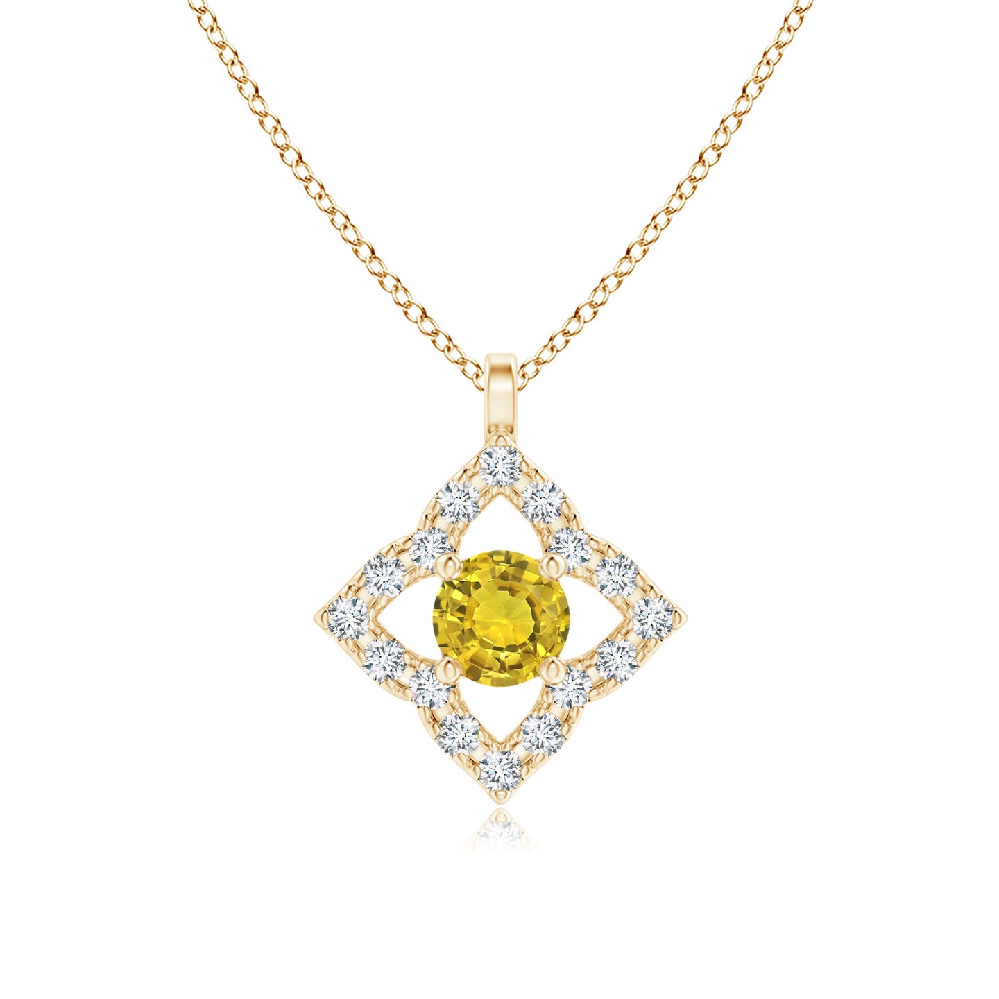 3mm AAAA Vintage Inspired Yellow Sapphire Clover Pendant in Yellow Gold