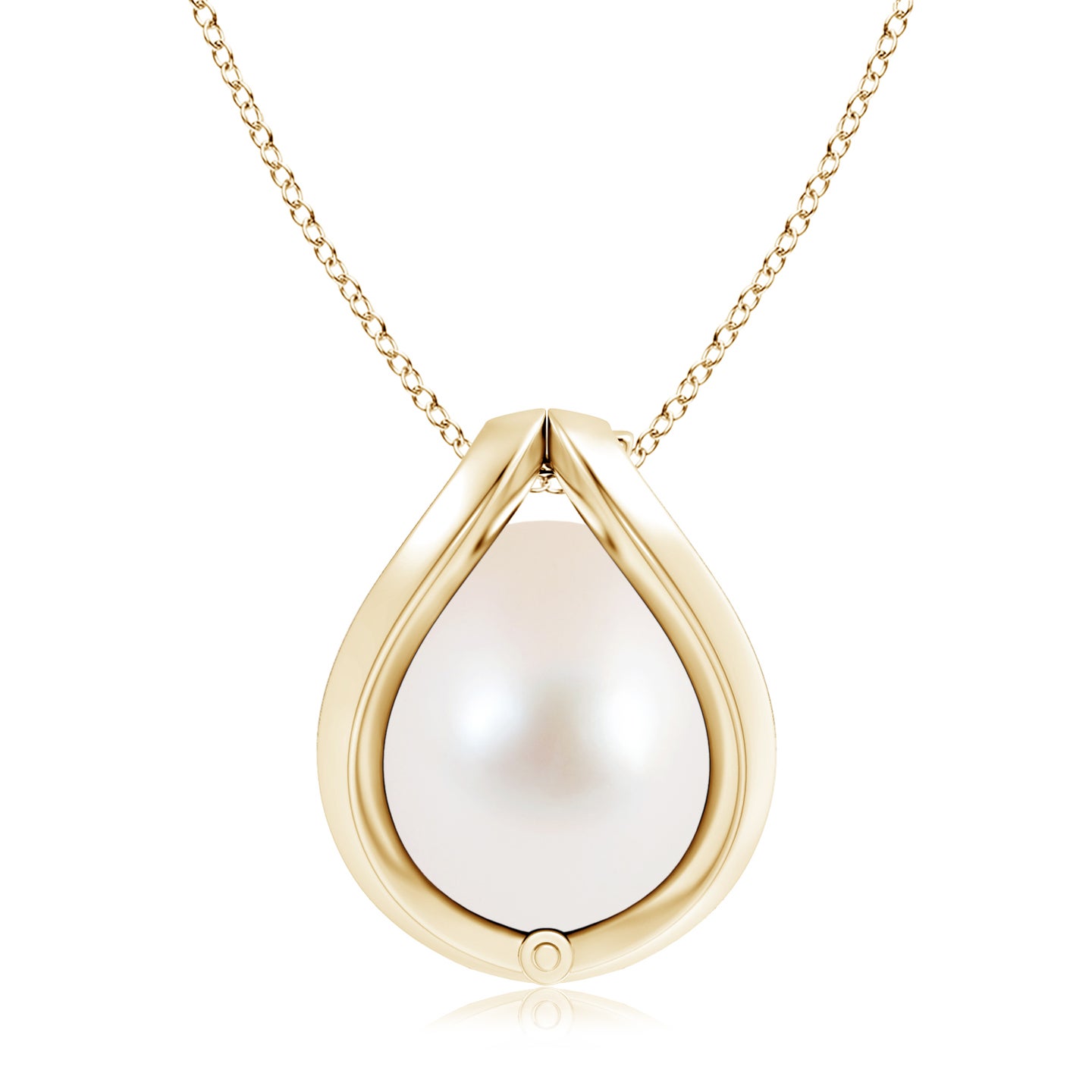 10mm AAAA Freshwater Pearl Cage Pendant in Yellow Gold