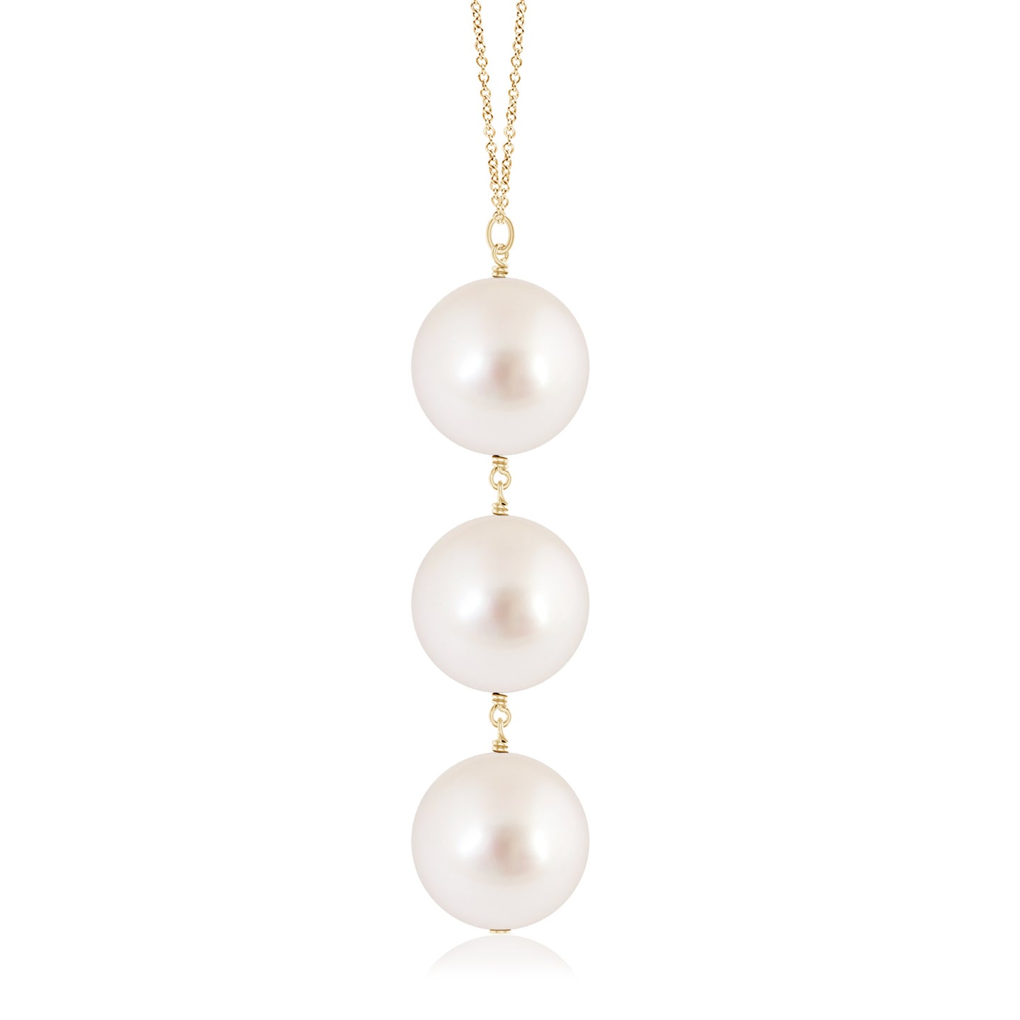 9mm AAAA South Sea Pearl Triple Drop Pendant in Yellow Gold