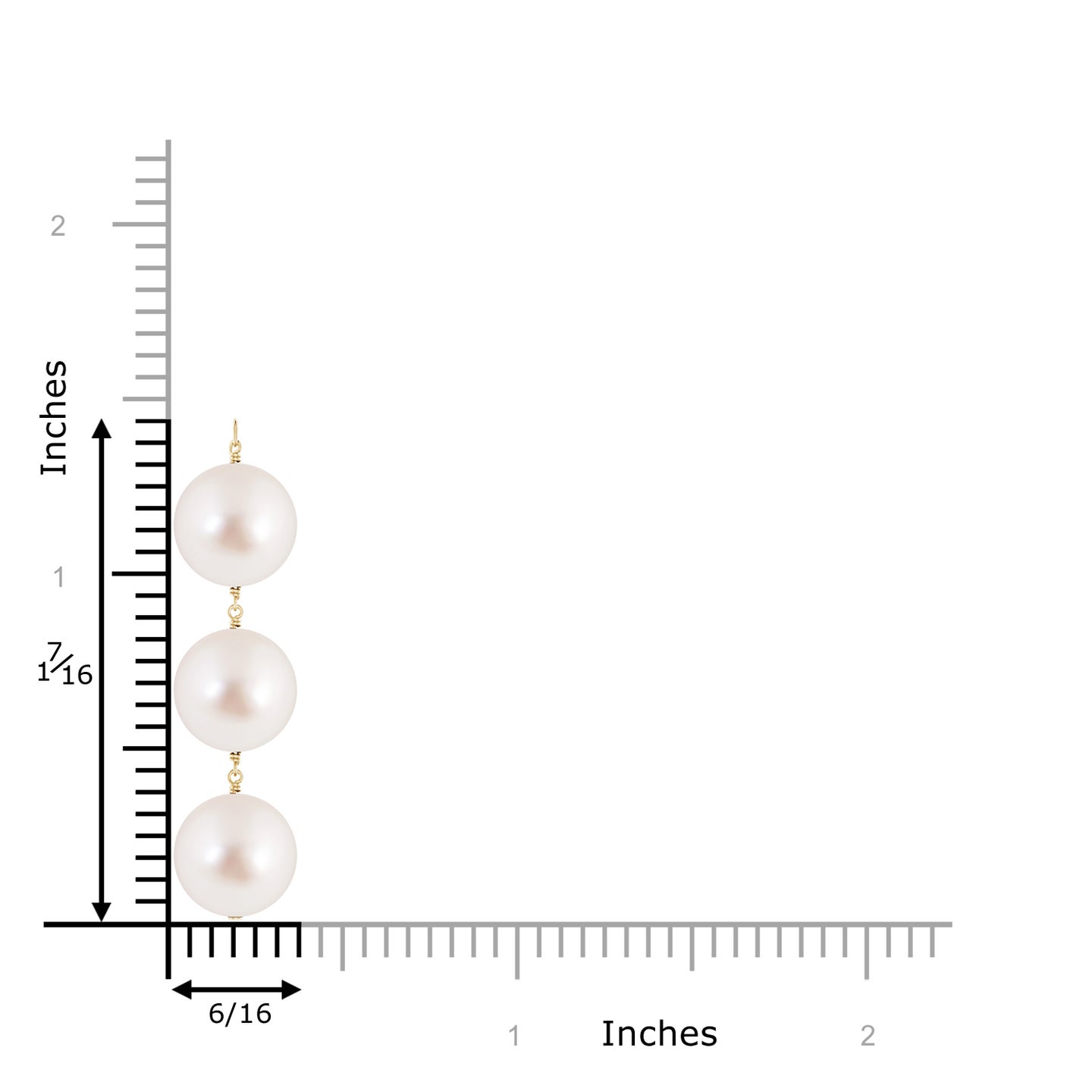 9mm AAAA South Sea Pearl Triple Drop Pendant in Yellow Gold