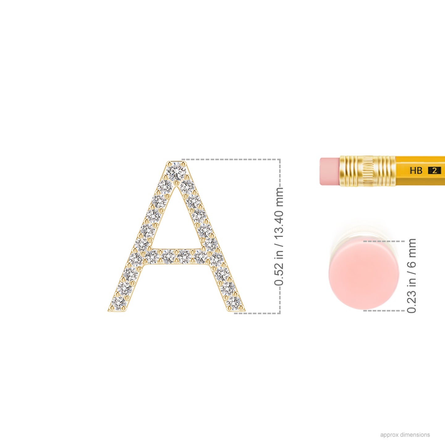 1.6mm IJI1I2 Prong-Set Diamond Capital "A" Initial Pendant in Yellow Gold