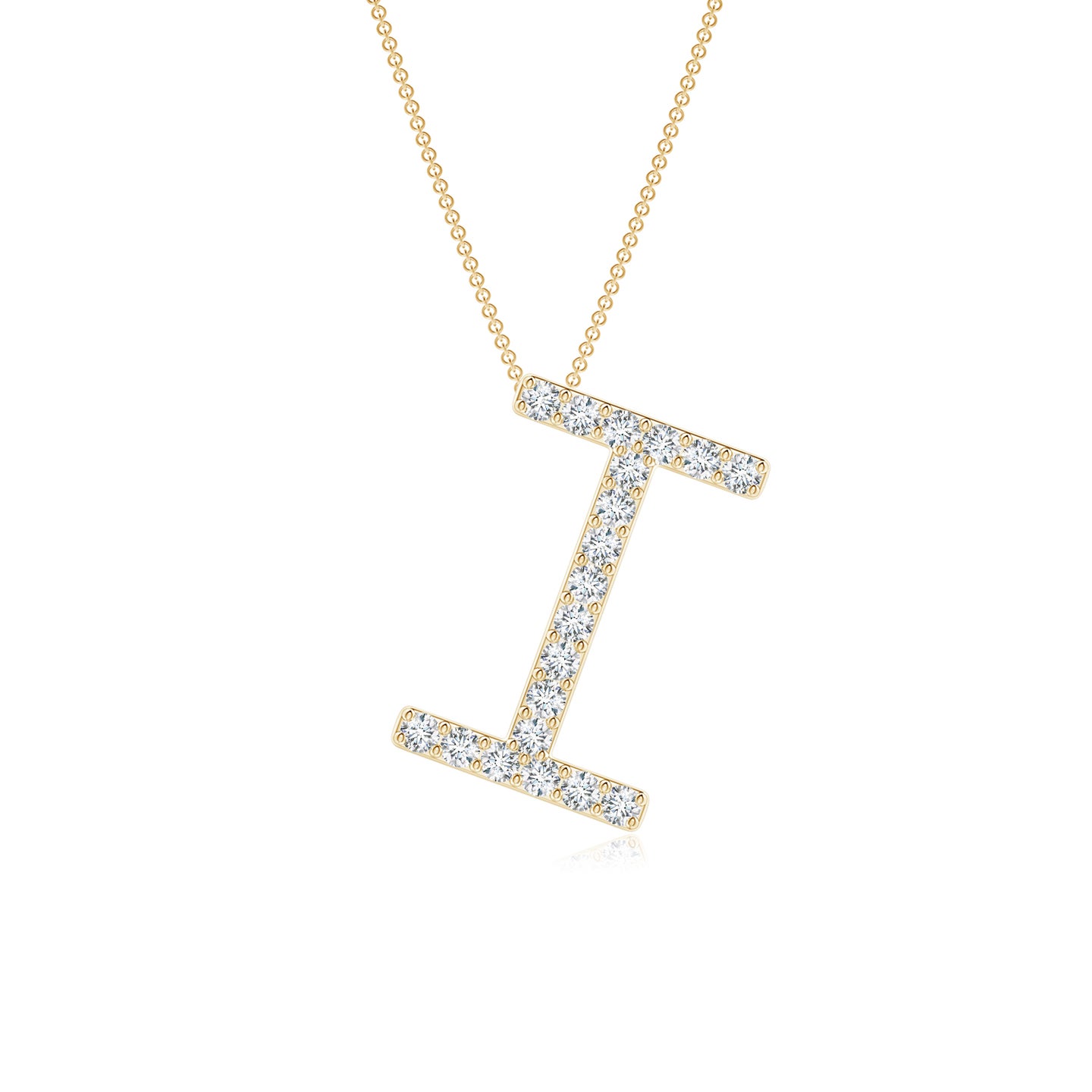 1.2mm GVS2 Prong-Set Diamond Capital "I" Initial Pendant in Yellow Gold