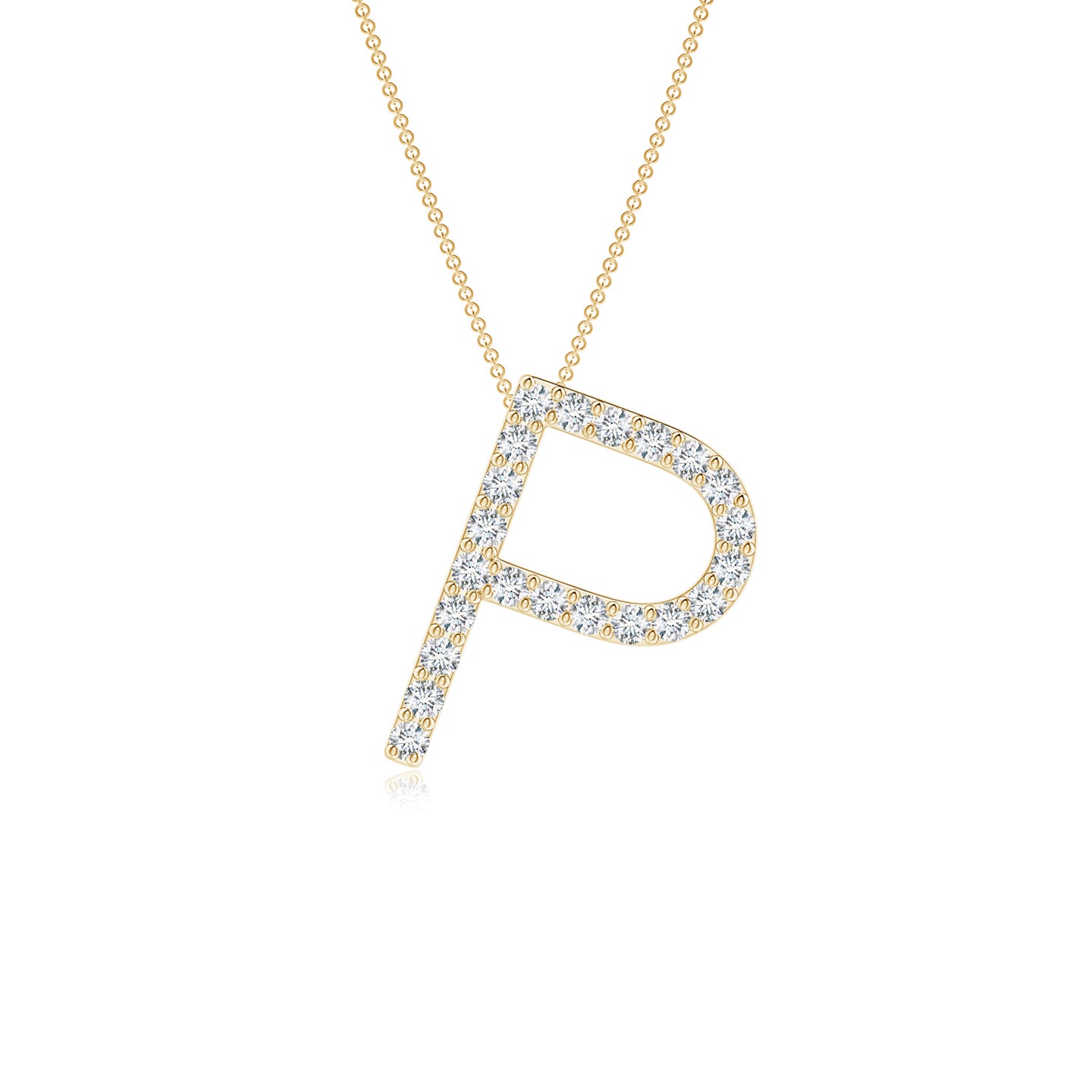 1.25mm GVS2 Prong-Set Diamond Capital "P" Initial Pendant in Yellow Gold