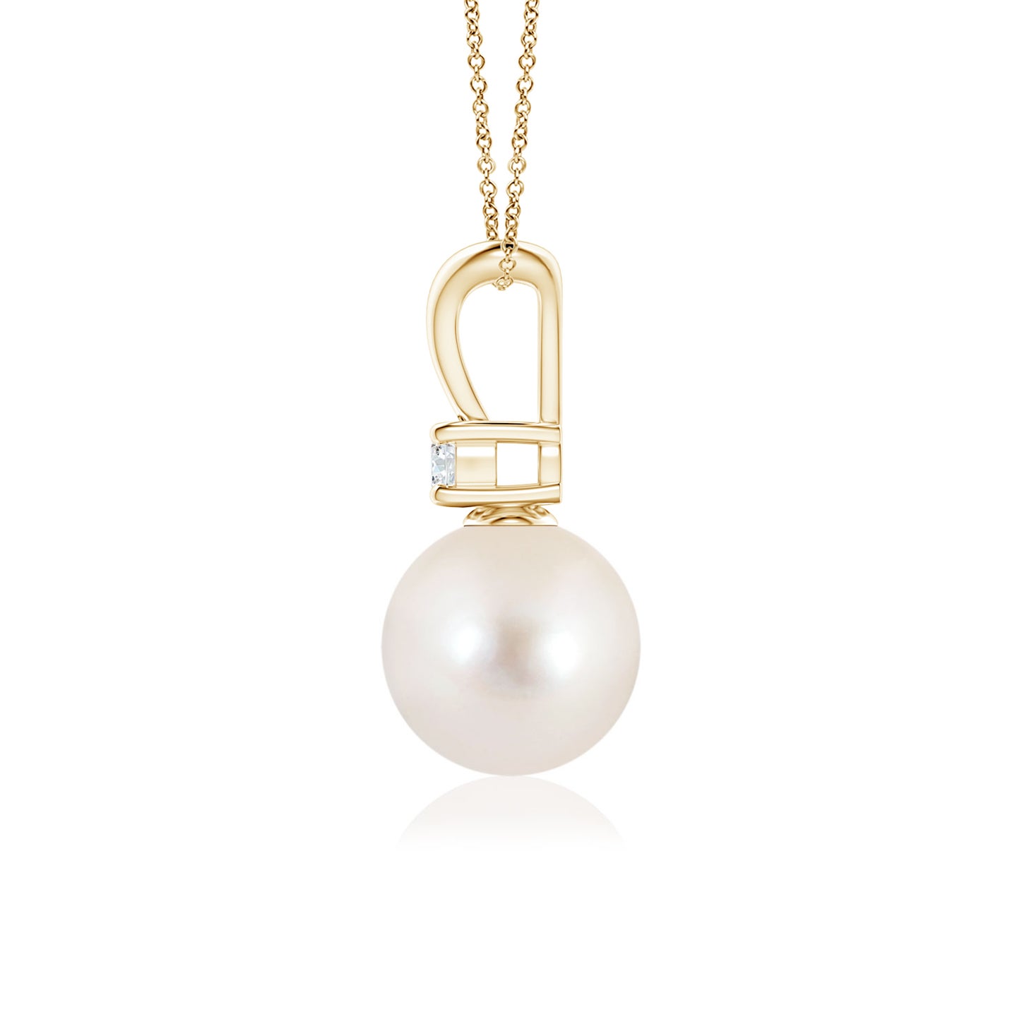 8mm AAAA Freshwater Pearl V-Bale Pendant in Yellow Gold