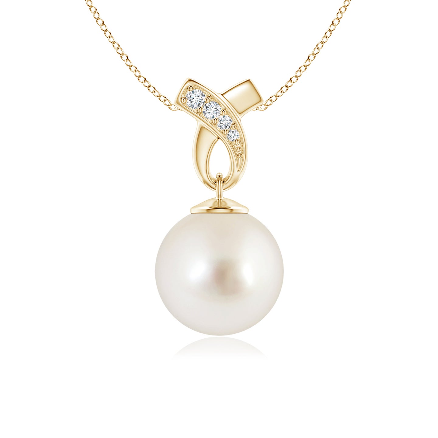 9mm AAAA South Sea Pearl Pendant with Ribbon Bale in Yellow Gold 9mm AAAA South Sea Pearl Pendant with Ribbon Bale in Yellow Gold