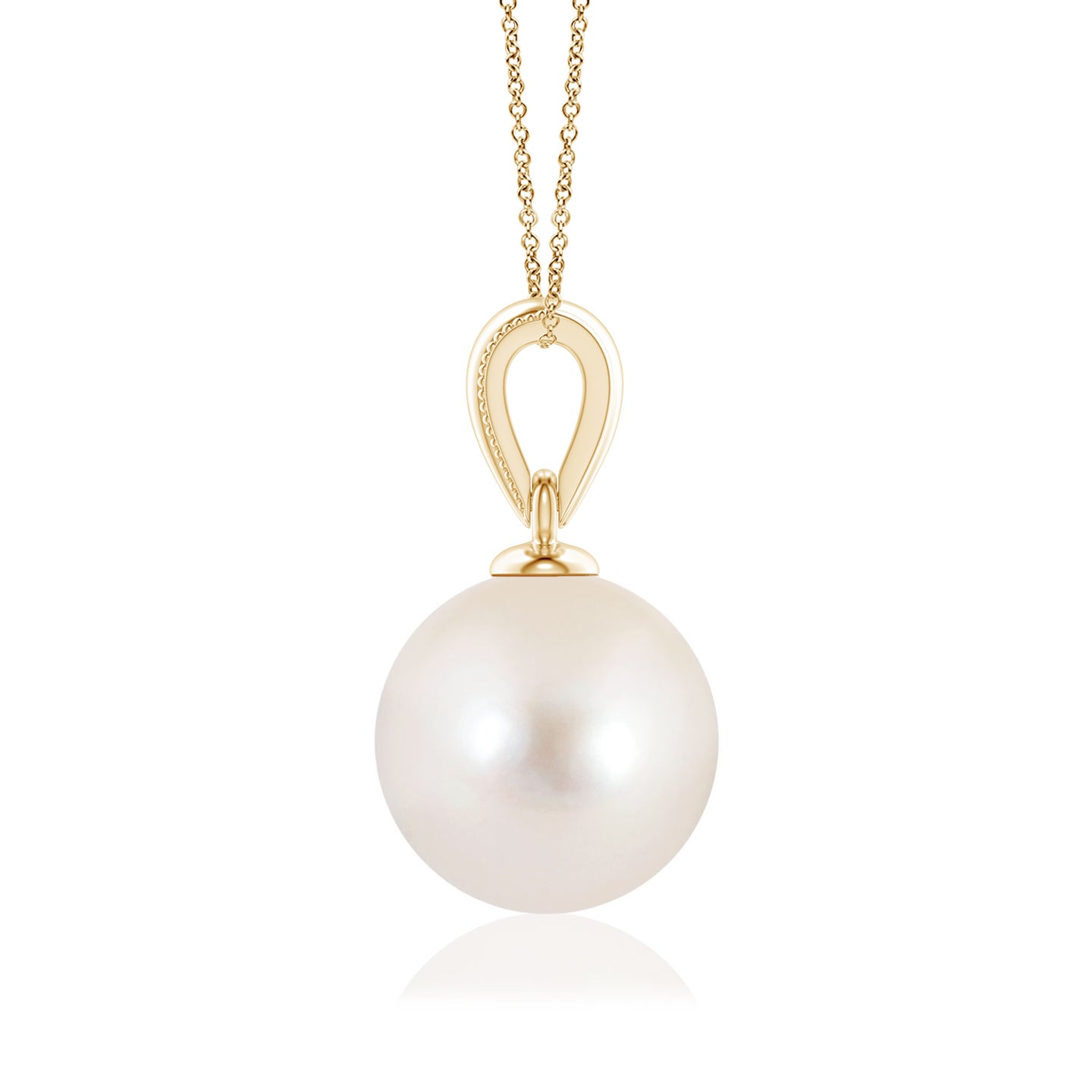 8mm AAAA Freshwater Pearl Pendant with Ornate Bale in Yellow Gold