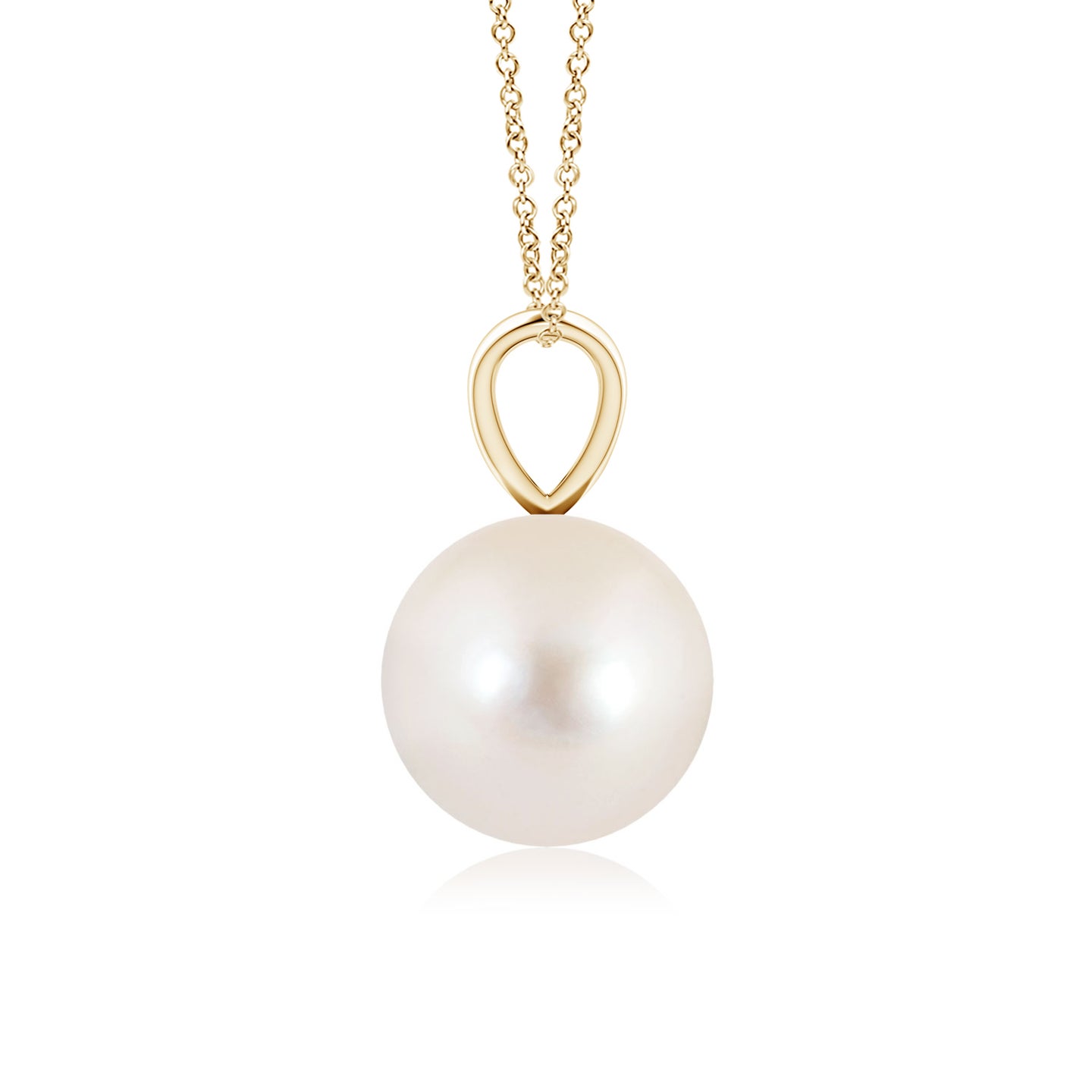 8mm AAAA Freshwater Pearl Solitaire V-Bale Pendant in Yellow Gold