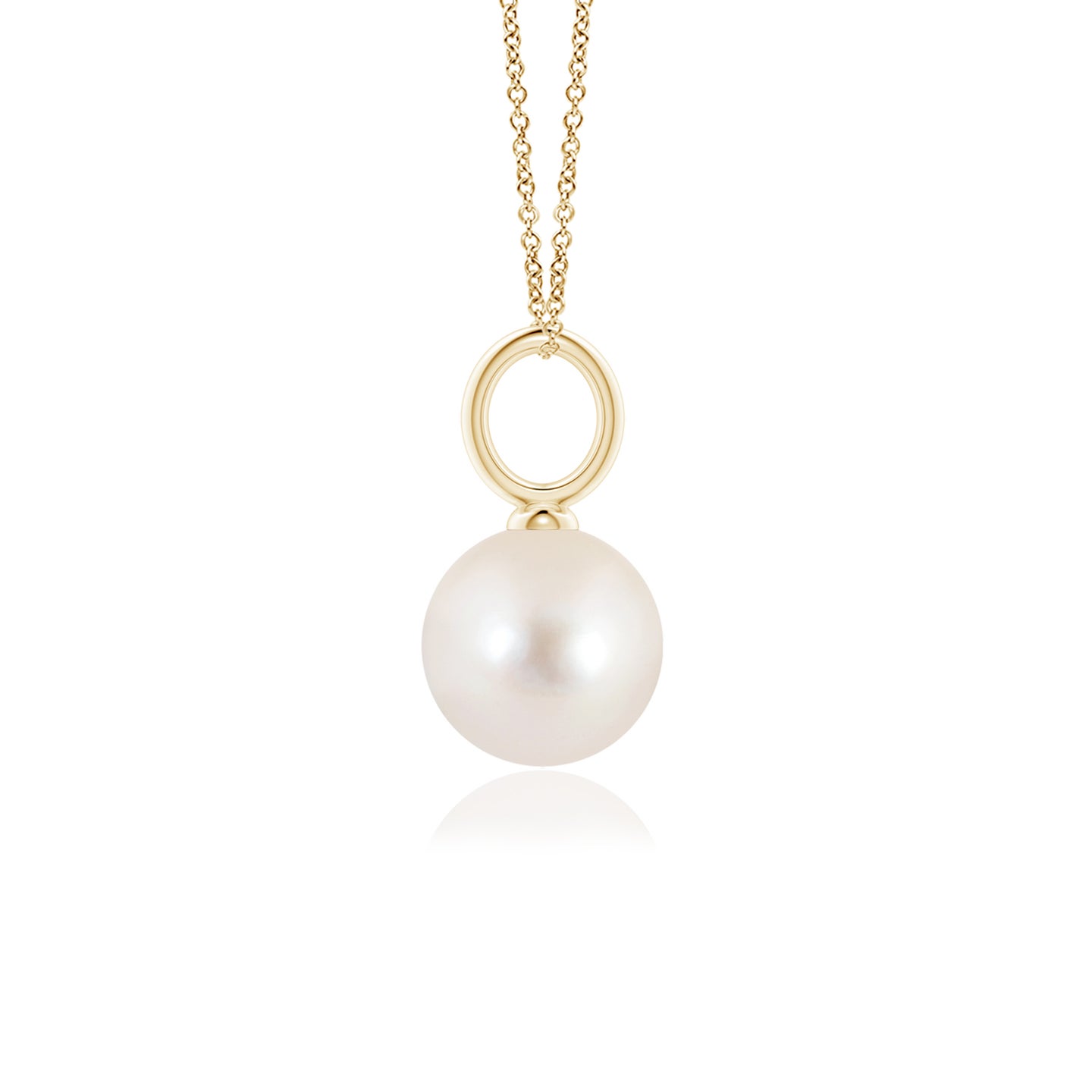8mm AAAA Classic Freshwater Pearl Solitaire Pendant in Yellow Gold