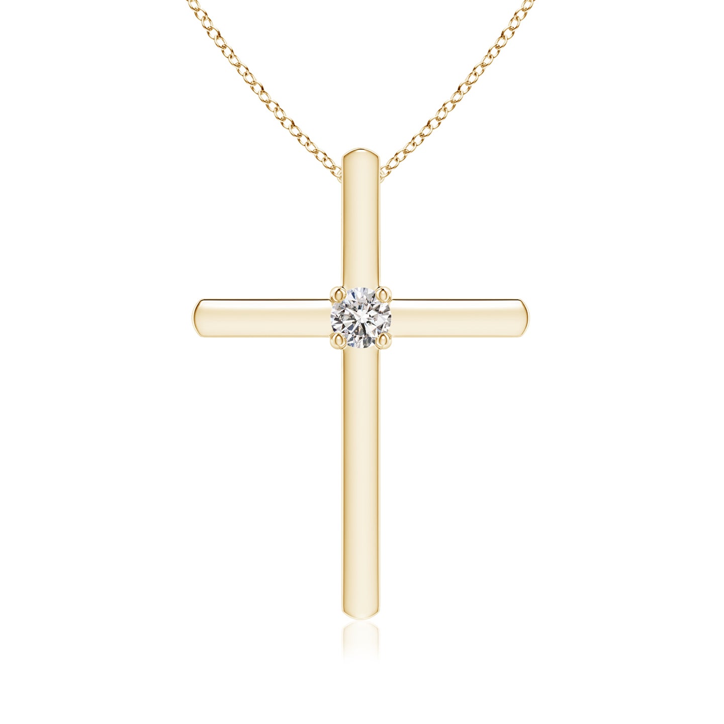 2.3mm IJI1I2 Diamond Solitaire Cross Pendant in Yellow Gold