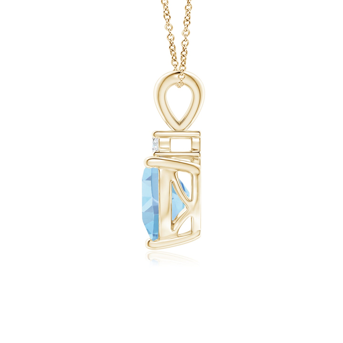 6mm AAAA Heart-Shaped Aquamarine V-Bale Pendant with Diamond in Yellow Gold 6mm AAAA Heart-Shaped Aquamarine V-Bale Pendant with Diamond in Yellow Gold
