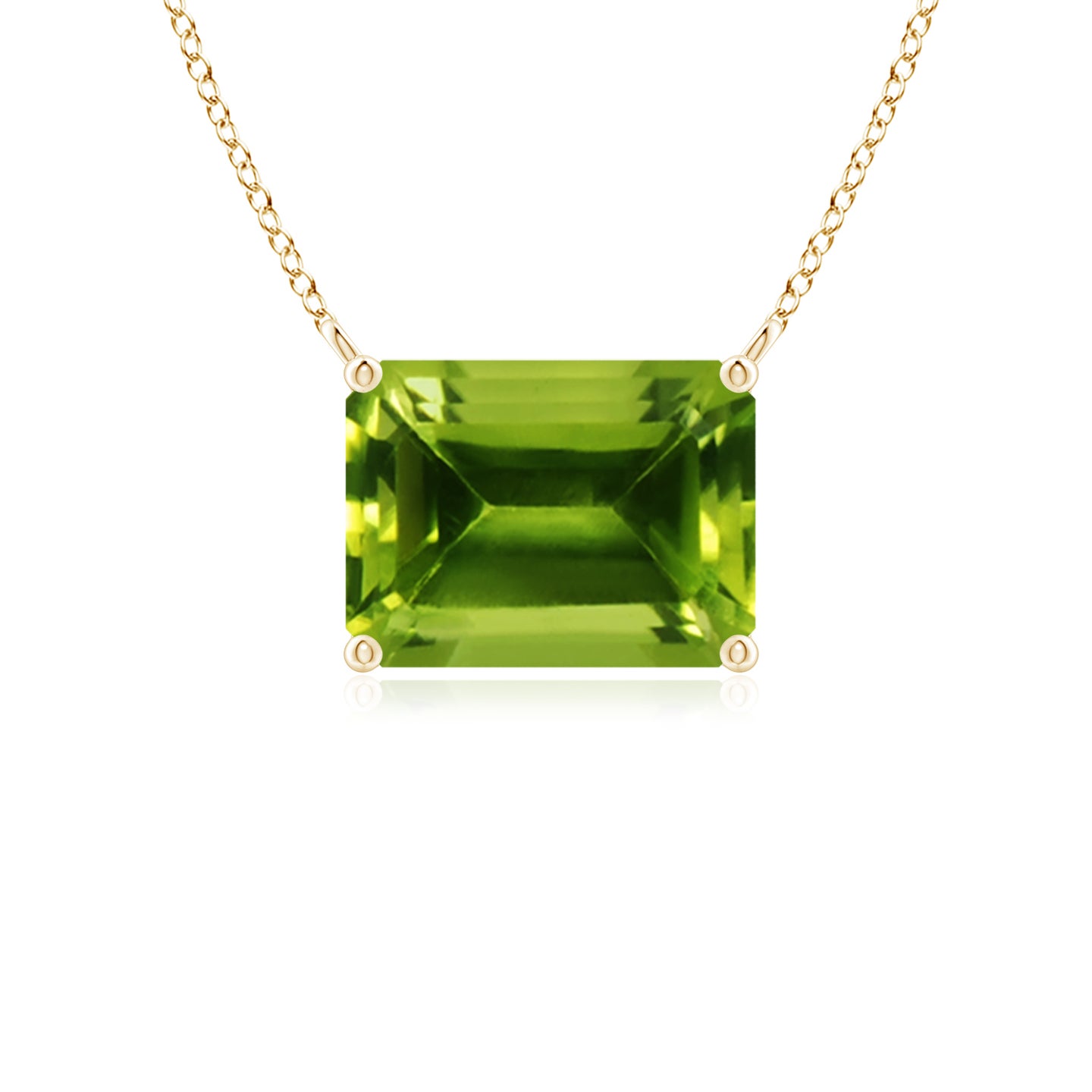 8x6mm AAAA East-West Emerald-Cut Peridot Solitaire Pendant in Yellow Gold 8x6mm AAAA East-West Emerald-Cut Peridot Solitaire Pendant in Yellow Gold