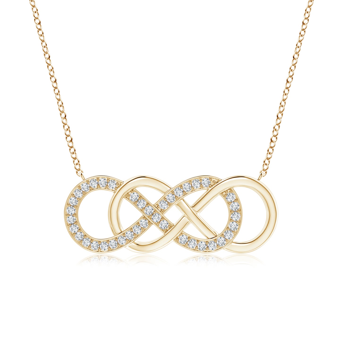 1mm GVS2 Pave-Set Diamond Horizontal Double Infinity Pendant in Yellow Gold