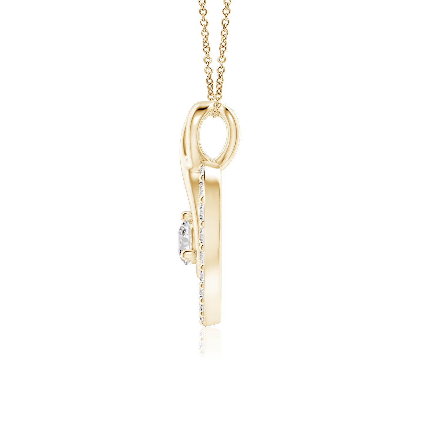 2.8mm IJI1I2 Diamond Heart Pendant with Infinity Loop in Yellow Gold