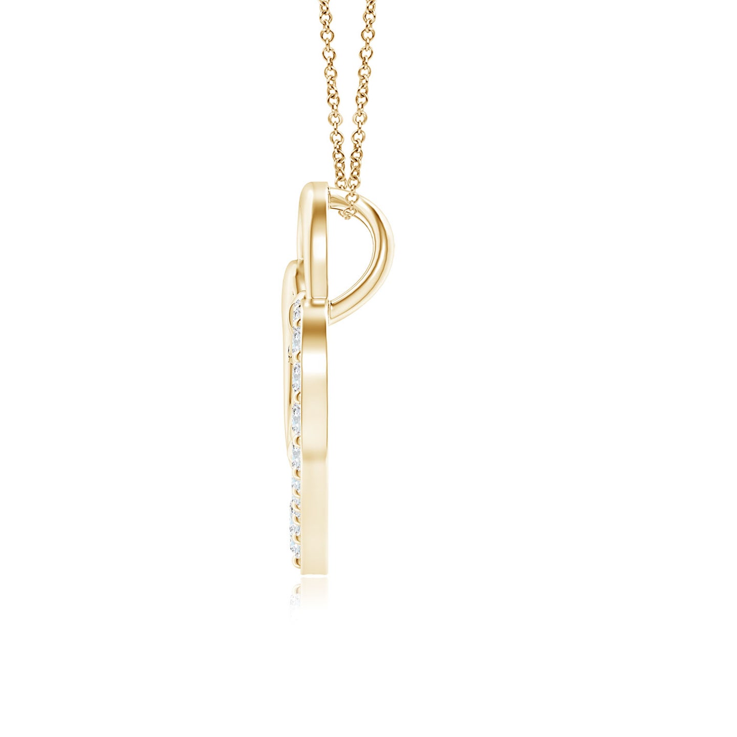 1.5mm GVS2 Diamond Heart Mother & Baby Pendant in Yellow Gold