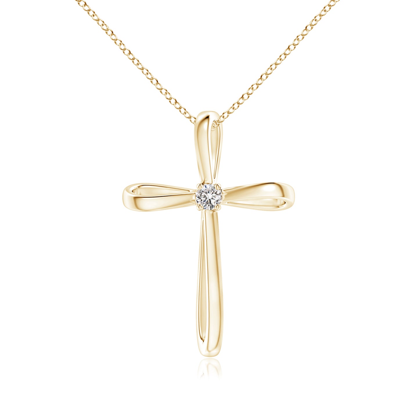 2.4mm IJI1I2 Twisted Cross Pendant with Diamond in Yellow Gold