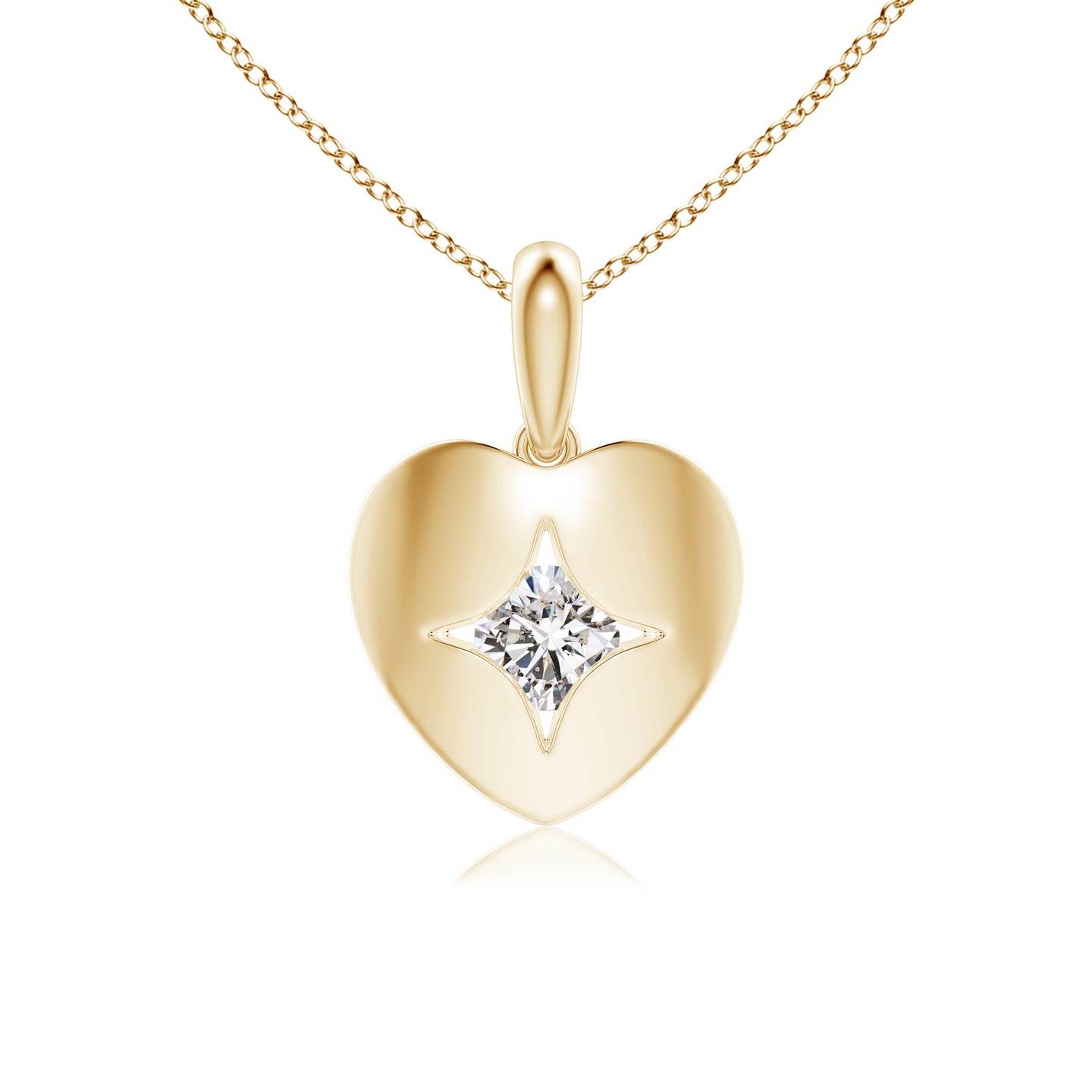 Channel-Set Diamond Solitaire Heart-Shaped Pendant