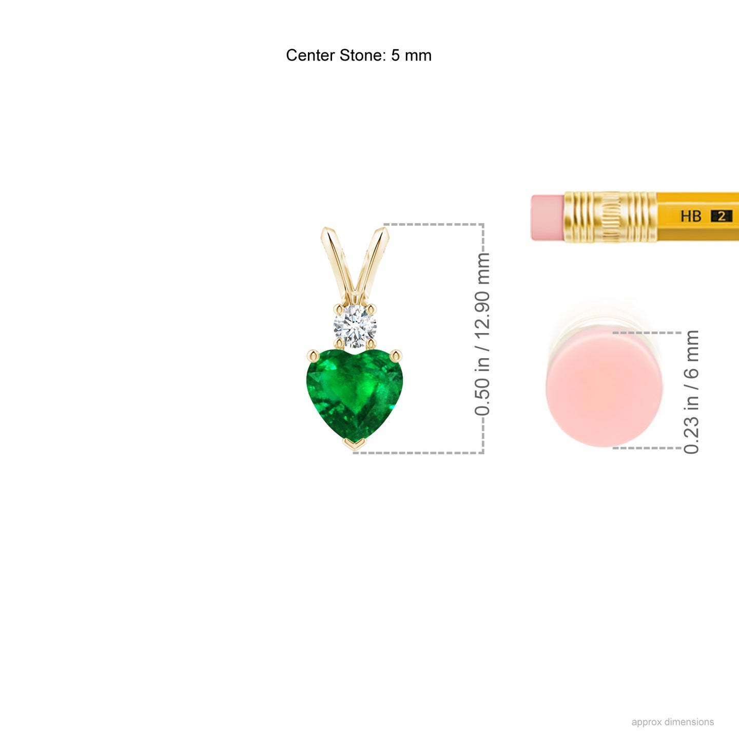 5mm AAAA Heart-Shaped Emerald Rabbit Ear Bale Pendant in Yellow Gold 5mm AAAA Heart-Shaped Emerald Rabbit Ear Bale Pendant in Yellow Gold