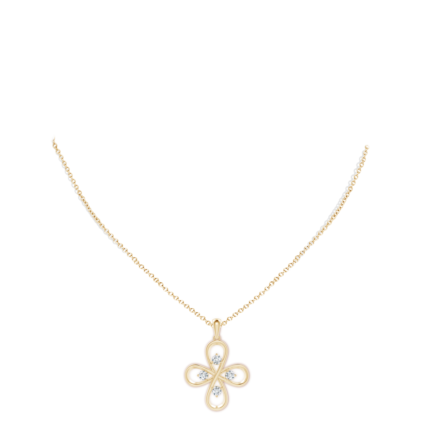 Lab-Grown Diamond Four-Petal Flower Infinity Pendant