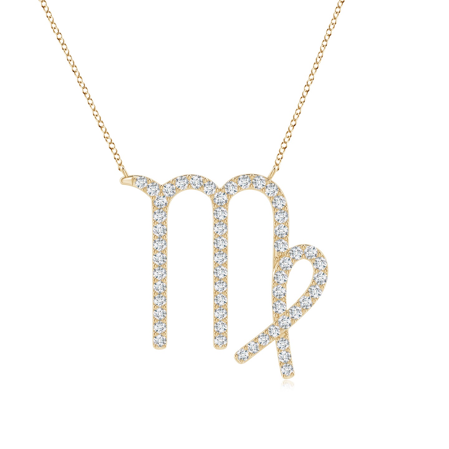 1mm GVS2 Diamond Virgo Zodiac Sign Pendant in Yellow Gold