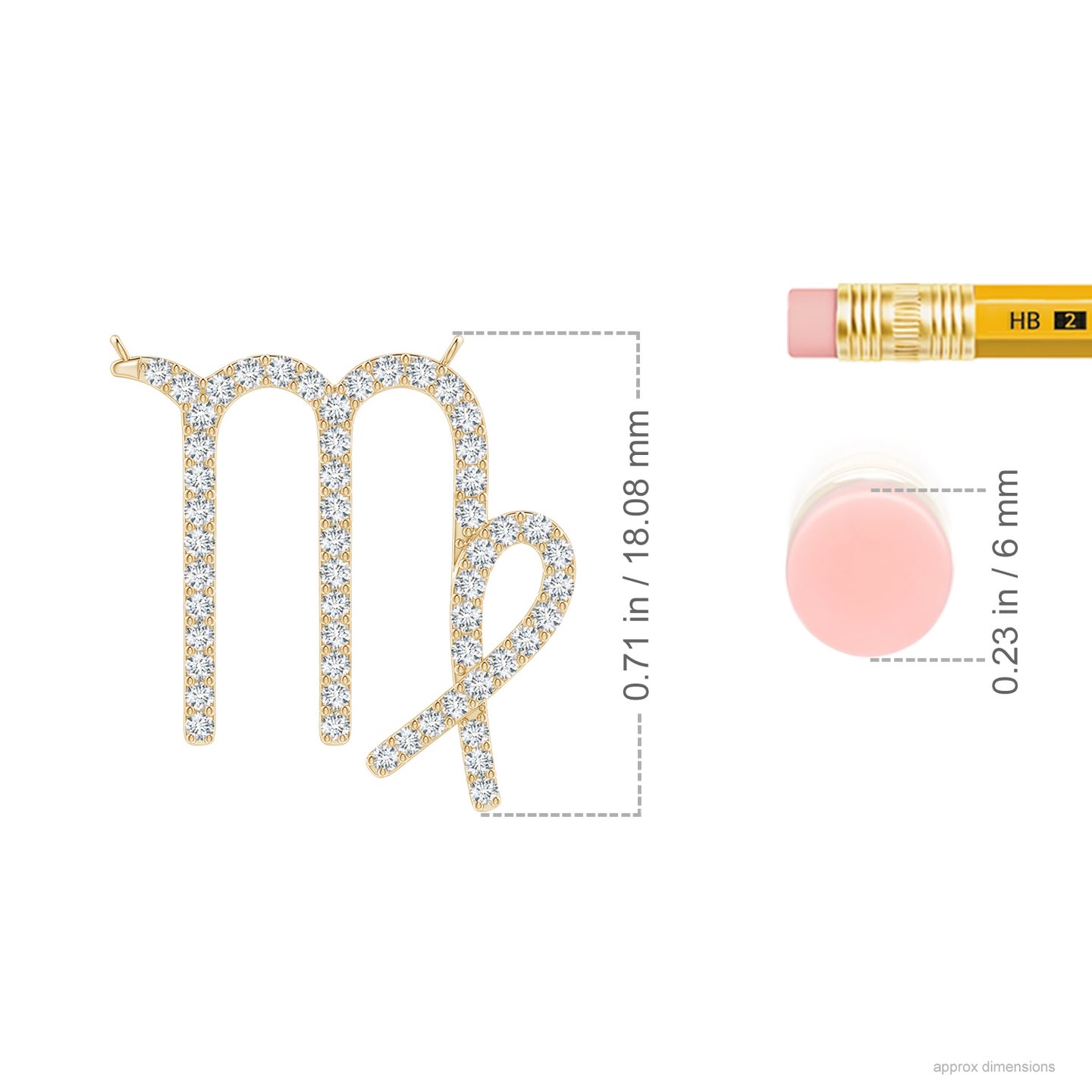 1mm GVS2 Diamond Virgo Zodiac Sign Pendant in Yellow Gold