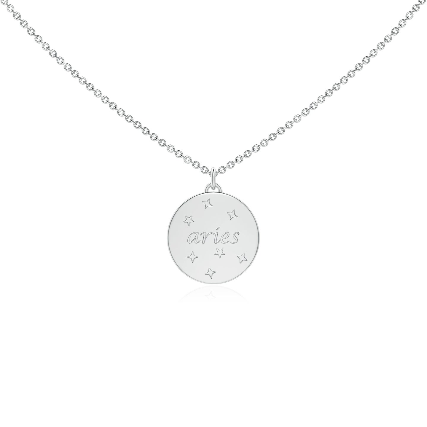 1.1mm GVS2 Diamond Aries Zodiac Sign Reversible Medallion Pendant in White Gold
