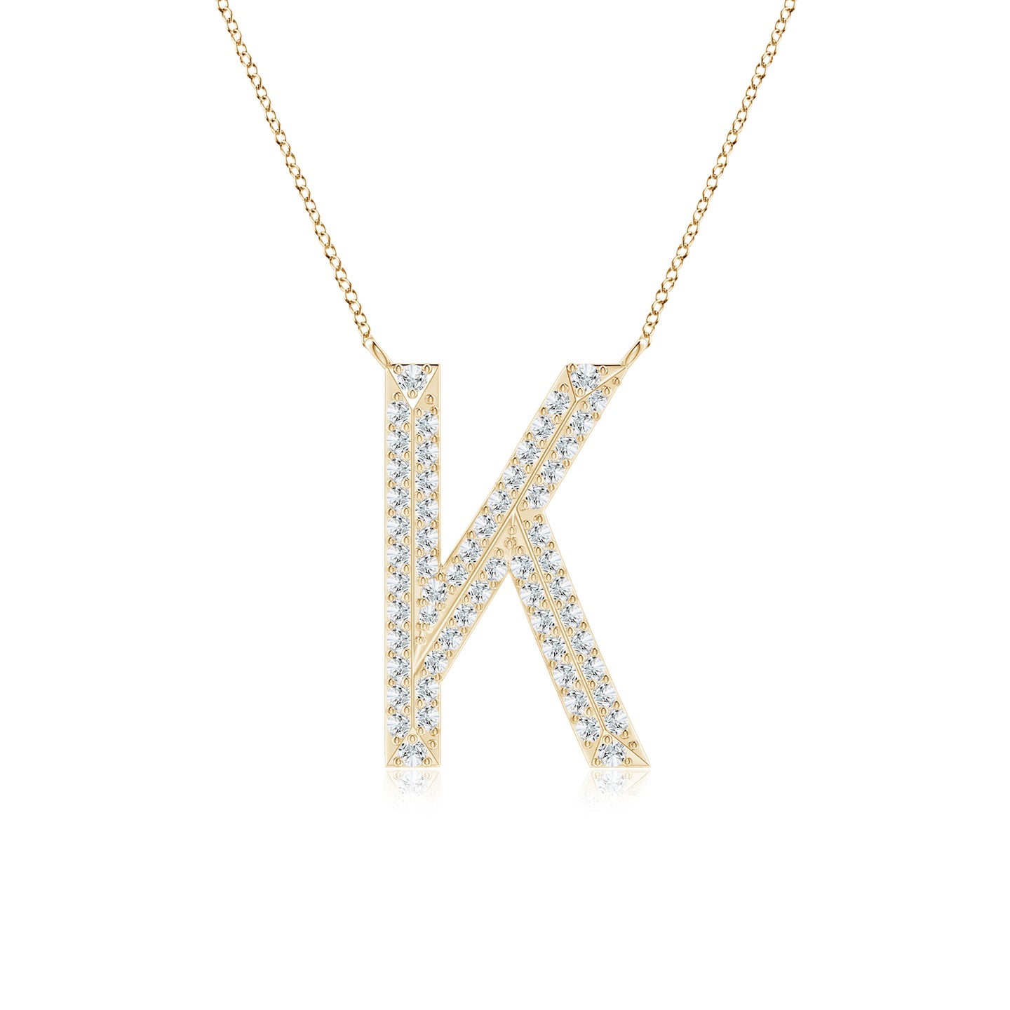 1.05mm GVS2 Prong-Set Diamond Capital "K" Knife-Edge Initial Pendant in Yellow Gold