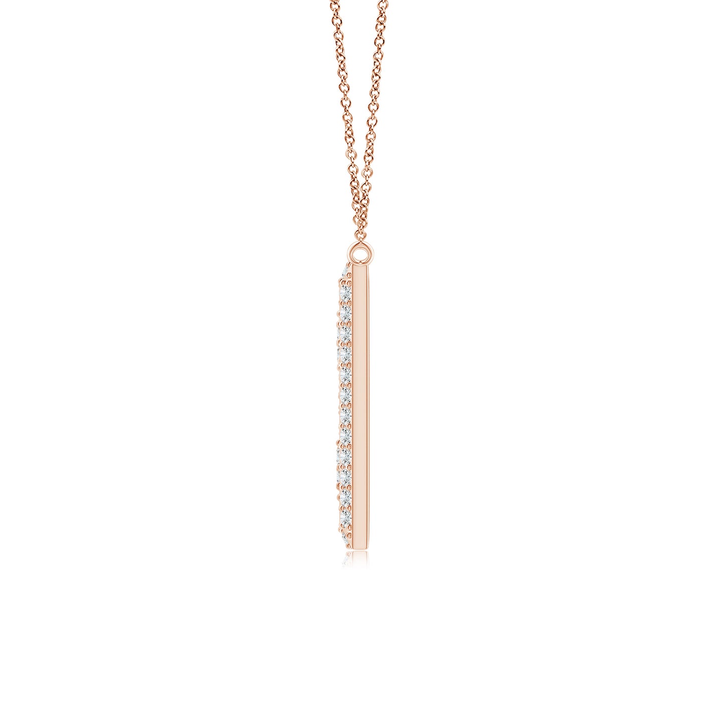1.1mm GVS2 Prong-Set Diamond Capital "N" Knife-Edge Initial Pendant in Rose Gold