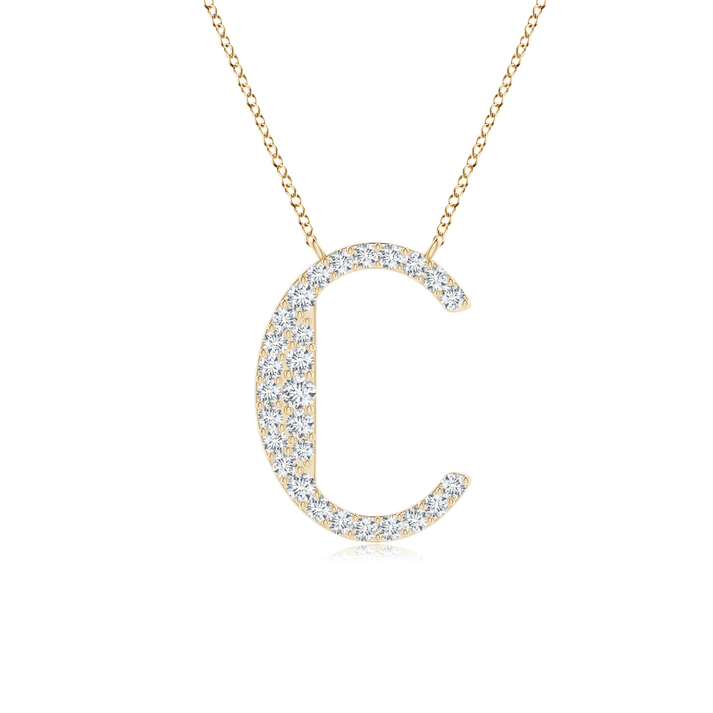 1.35mm GVS2 Modern Deco Diamond Capital "C" Initial Pendant in Yellow Gold