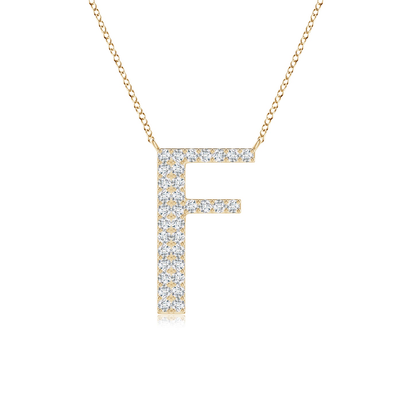 1.1mm GVS2 Modern Deco Diamond Capital "F" Initial Pendant in Yellow Gold