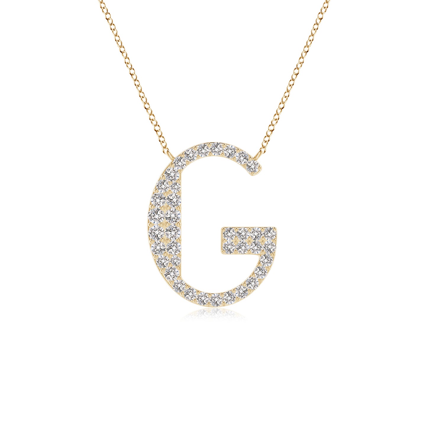 1.4mm IJI1I2 Modern Deco Diamond Capital "G" Initial Pendant in Yellow Gold