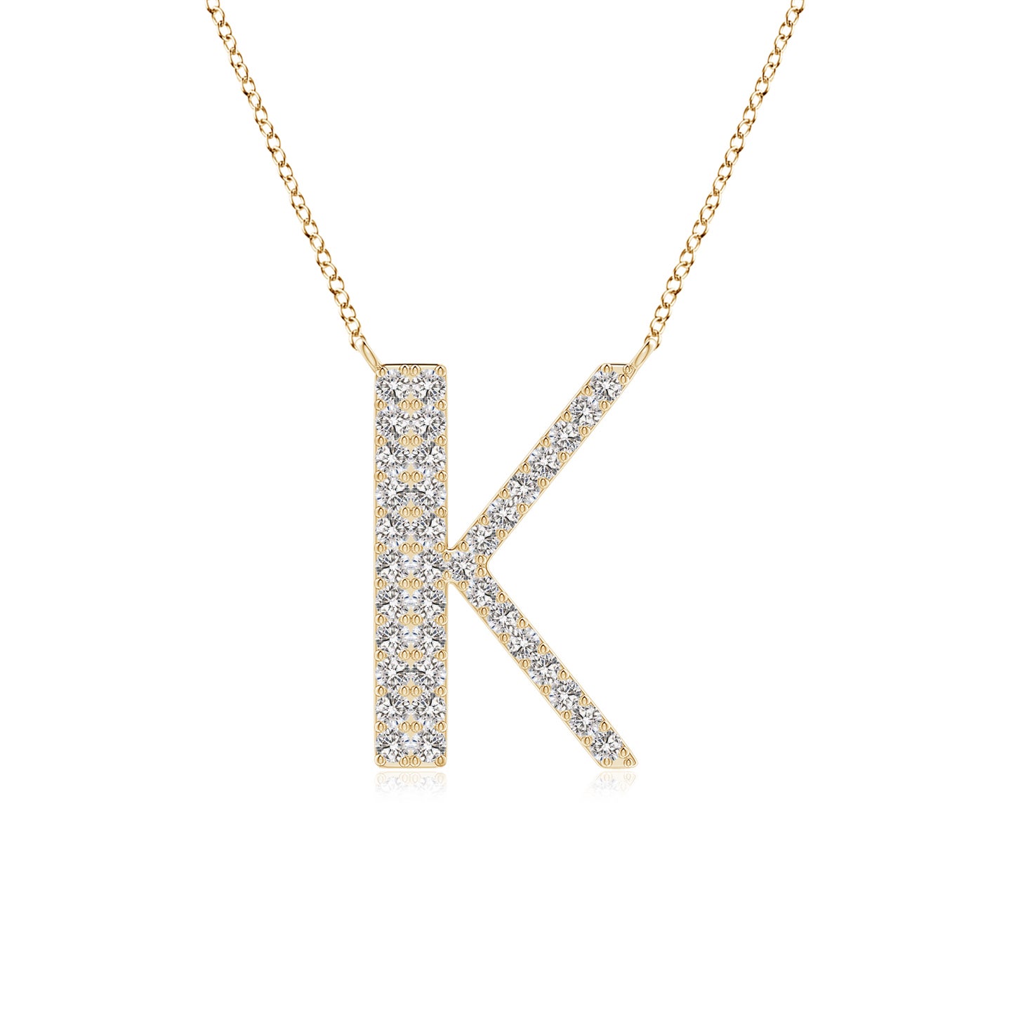 1.15mm IJI1I2 Modern Deco Diamond Capital "K" Initial Pendant in Yellow Gold