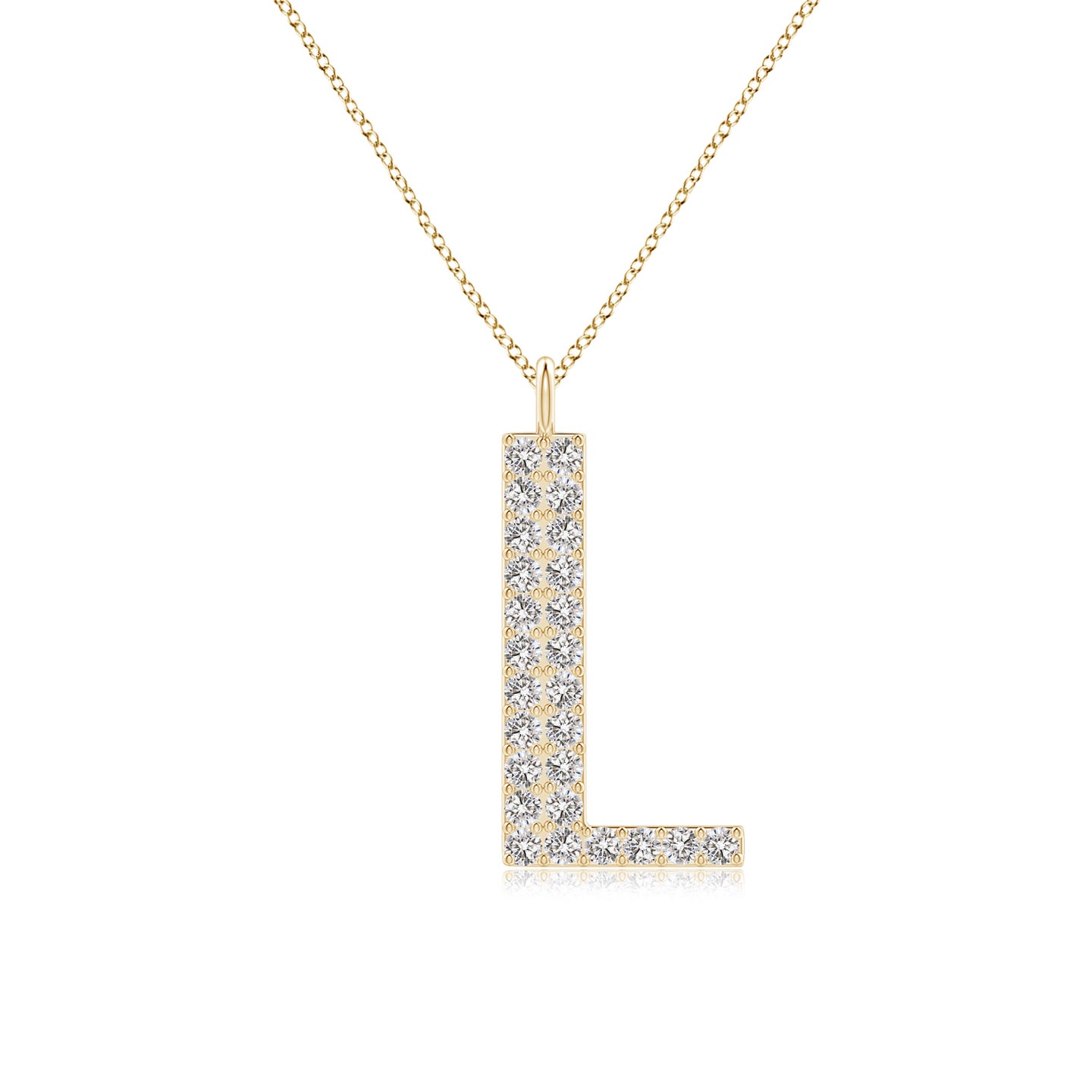 1.2mm IJI1I2 Modern Deco Diamond Capital "L" Initial Pendant in Yellow Gold