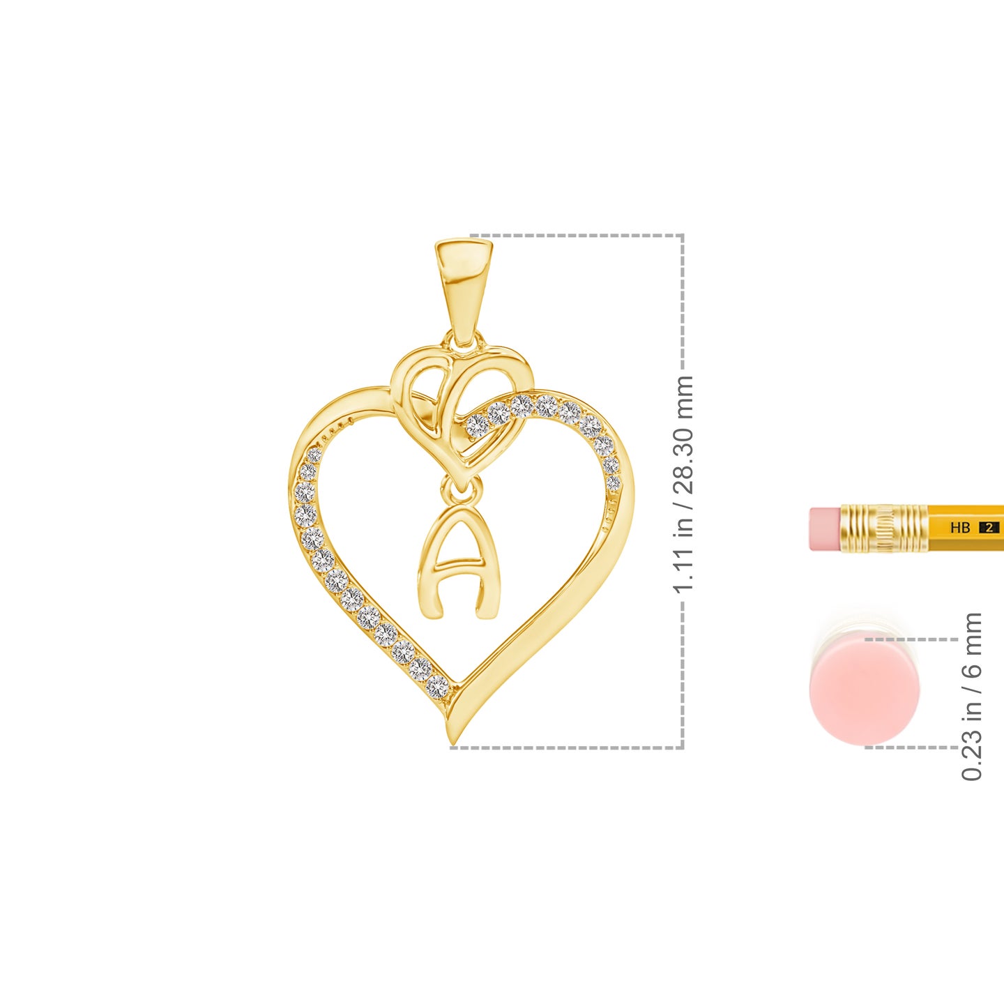 'A' Falling In Love Natural Diamond Heart Pendant