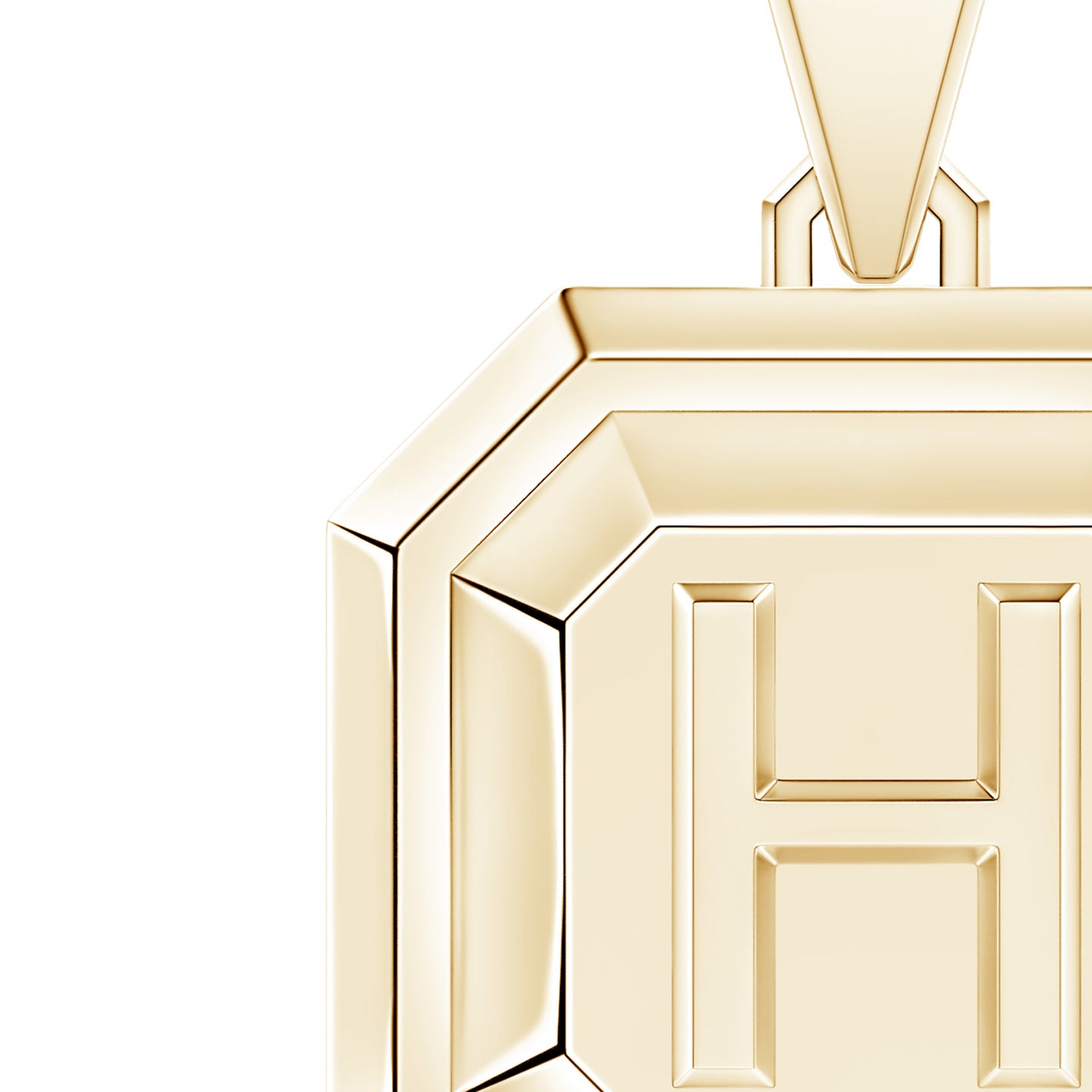 Men's Capital 'H' Octagon Medallion Initial Pendant With Chain