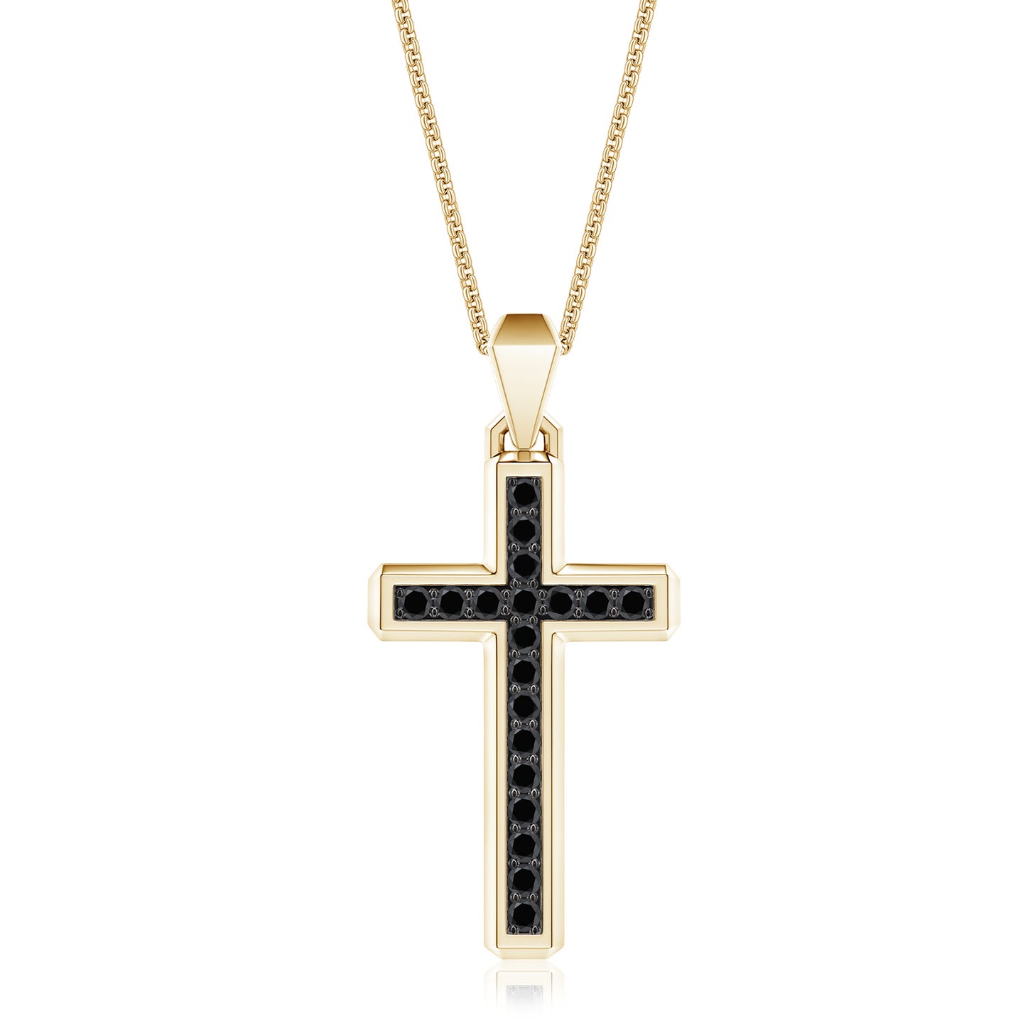 Pave-Set Enhanced Black Diamond Men's Cross Pendant
