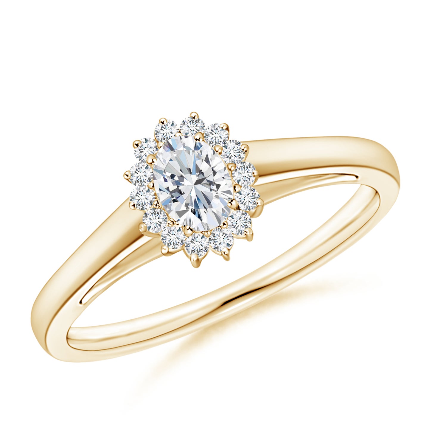 5x3mm FGVS Lab-Grown Diamond Curved Floral Ring in Yellow Gold