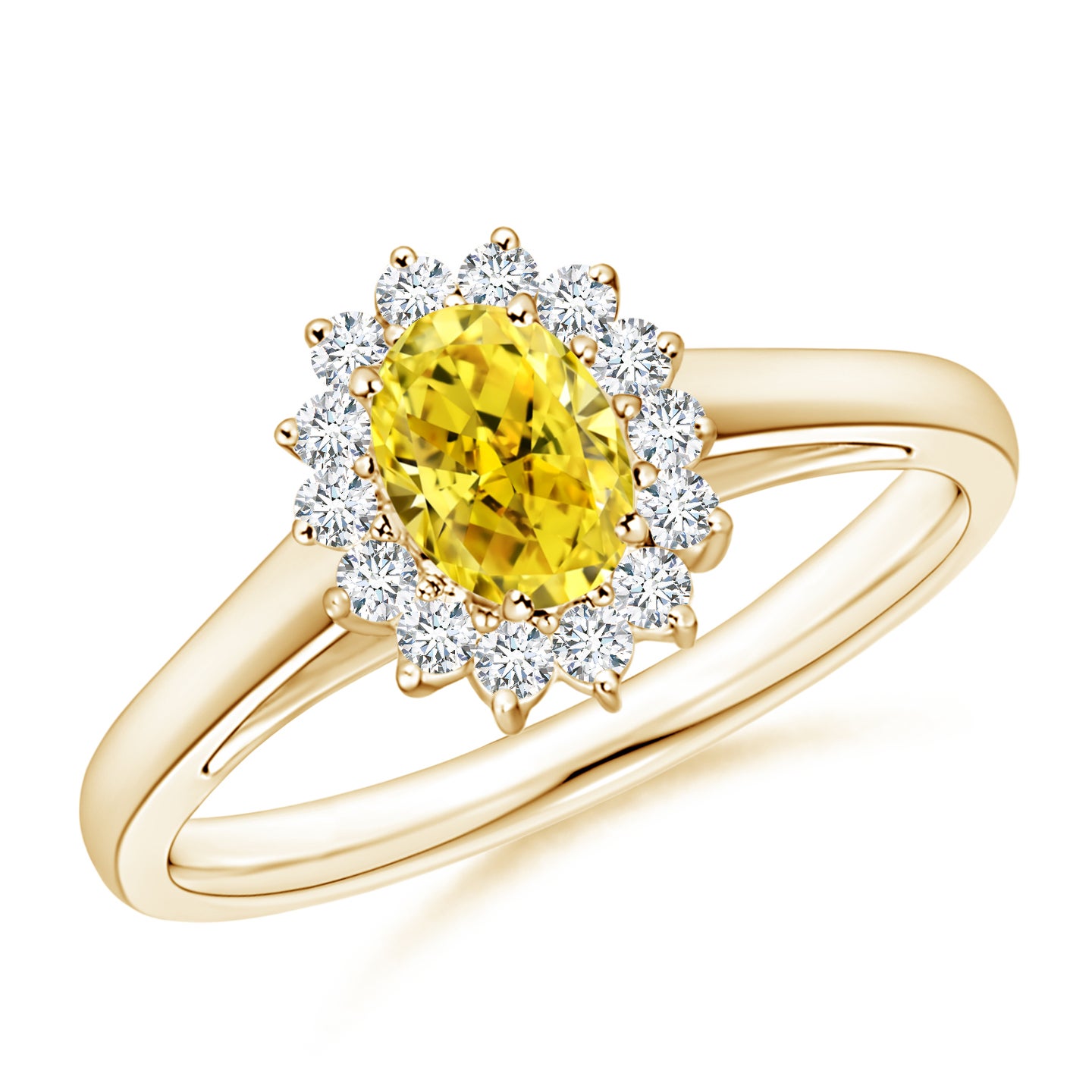 Princess Diana Inspired Lab-Grown Fancy Intense Yellow Diamond Ring with Halo
