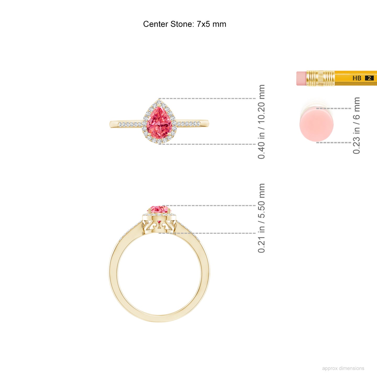 Prong-Set Pear Lab-Grown Fancy Intense Pink Diamond Ring with Halo